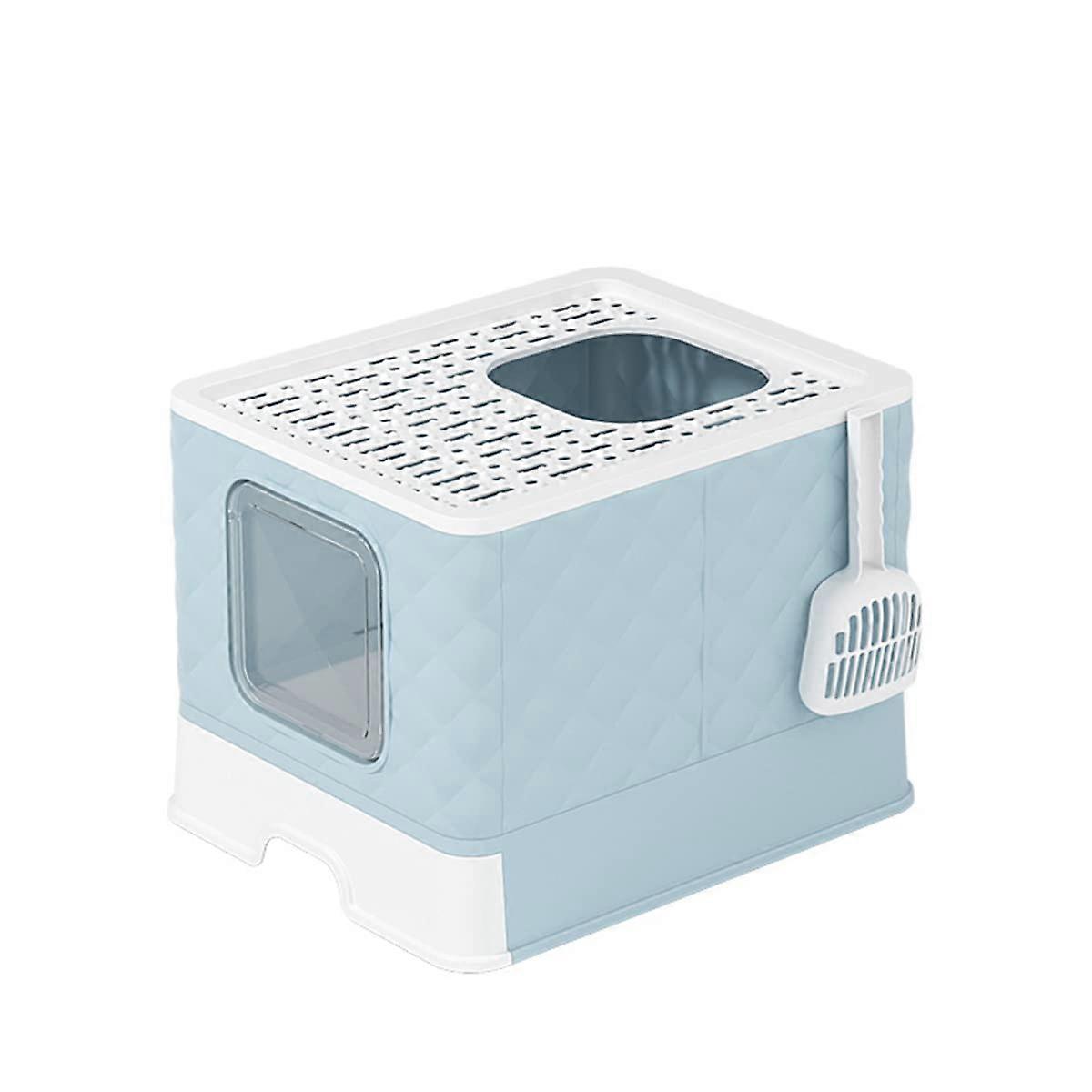 cat litter tray Automatic Odor Removal With Scoop And Mat Easy To Assemble And Clean 41x41x40cm Blue