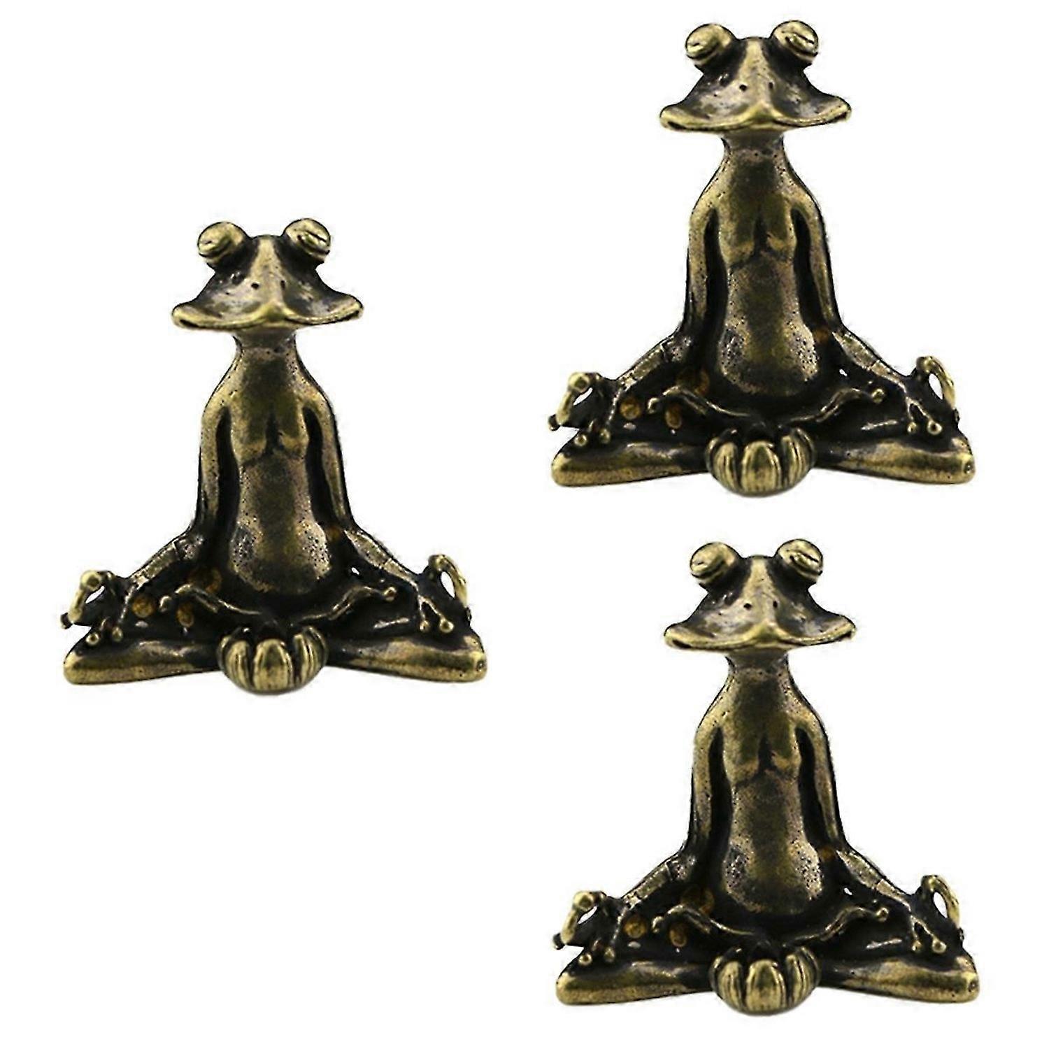Vintage Brass Meditation Frog Statue Ornaments