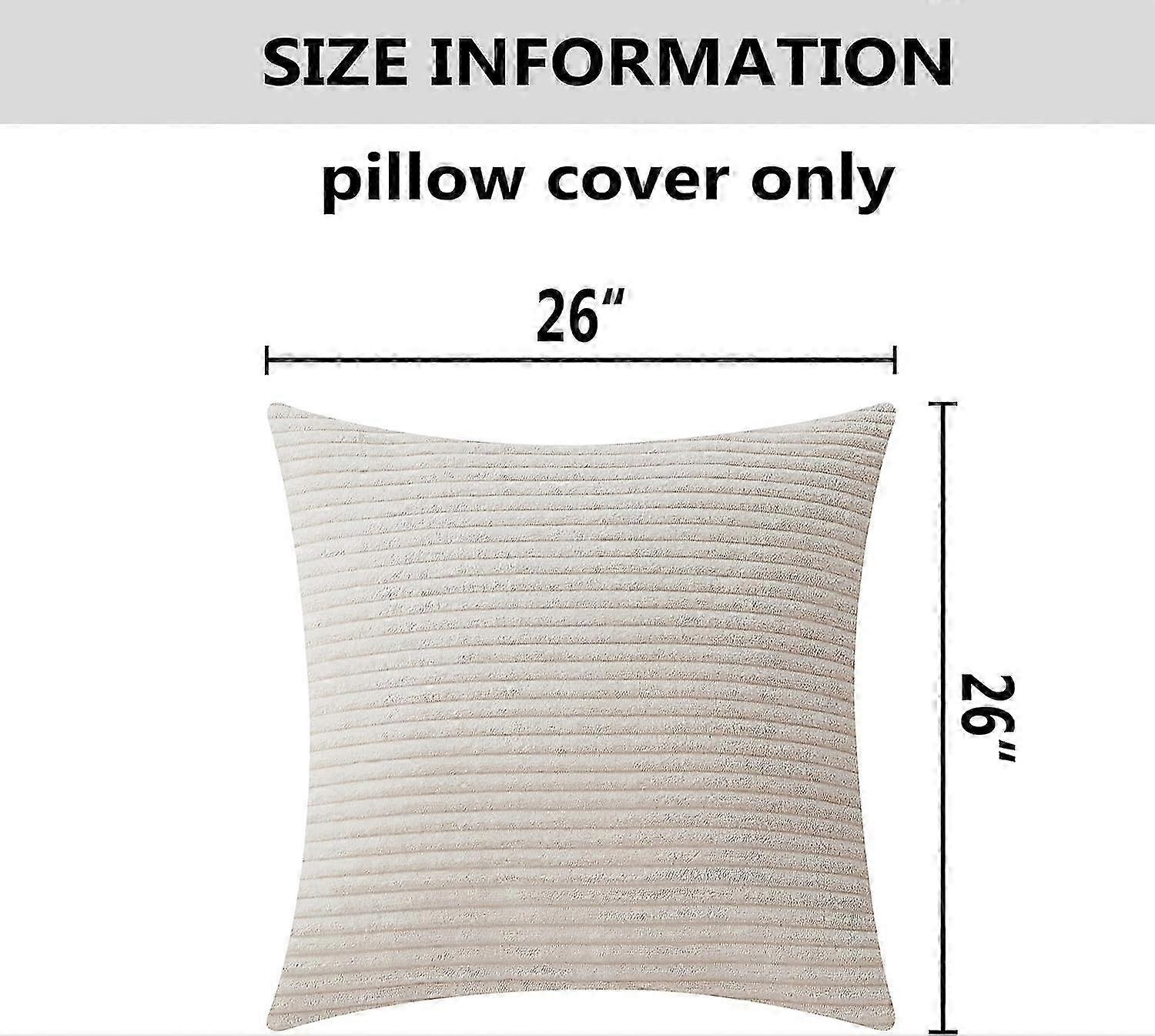 2 Pack Super Soft Plush Corduroy Solid Textured Pillow Shams for Couch 26' x 26' 2025