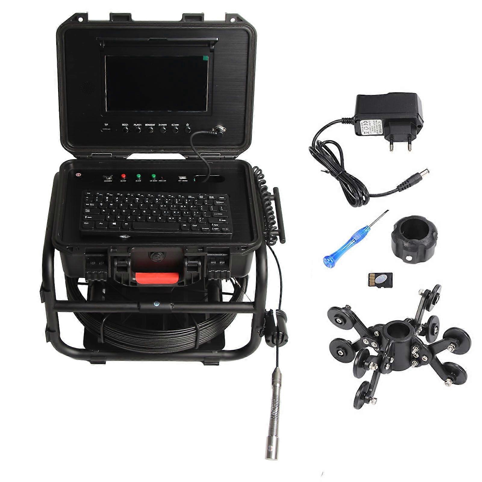 Sewer Camera 1080P 9in Zoom AHD Counter Keyboard 16GB Card Pipeline Inspection Camera with 512HZ Locator