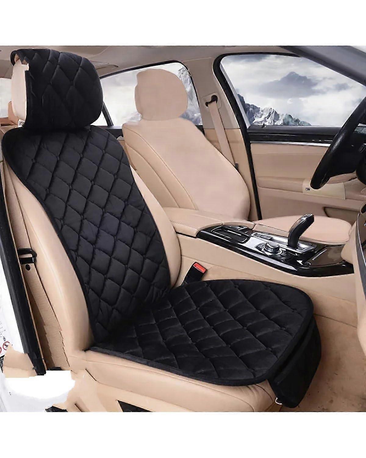 Car Seat Cushion Universal Front And Rear Protector Warm Plush Black Cover 1 Pack