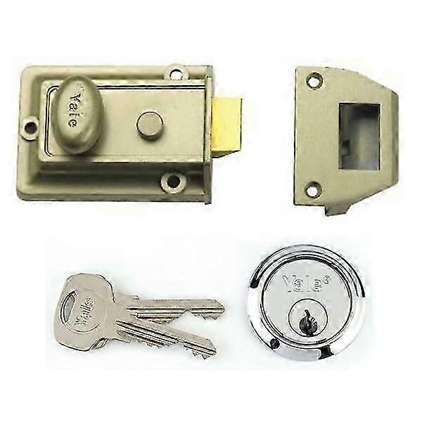 60mm Deadlocking Nightlatch x2 Keys Nickel Bronze Finish B-77-ENB-SC-60