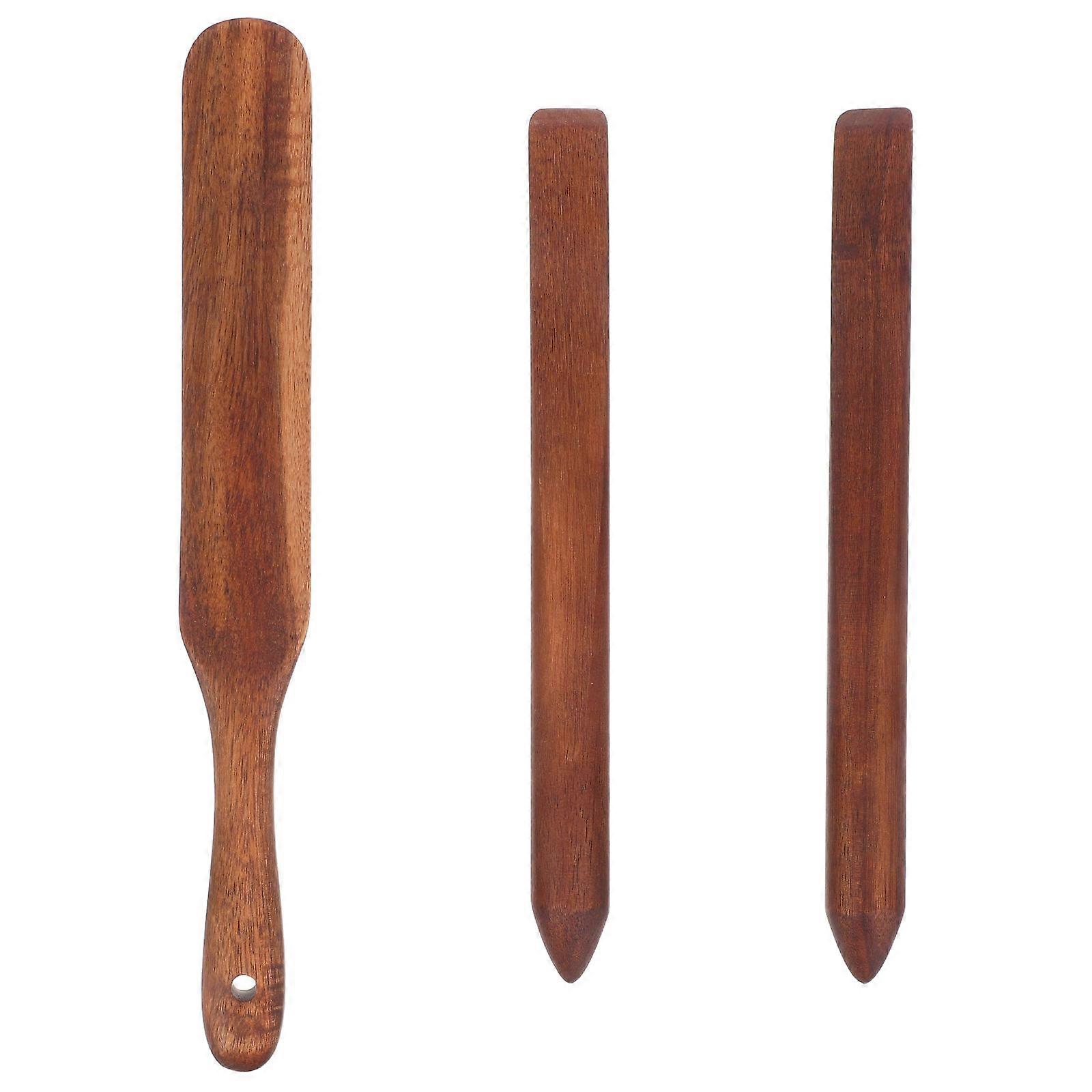 Sourdough Mixing Stick 3Pcs Bread Stirring Tool Ergonomic Handle Brown for Baking