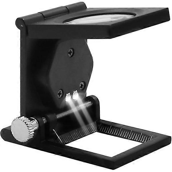 10x Metallic Folding Desk Magnifier with LED Light for Textile Optical Lens