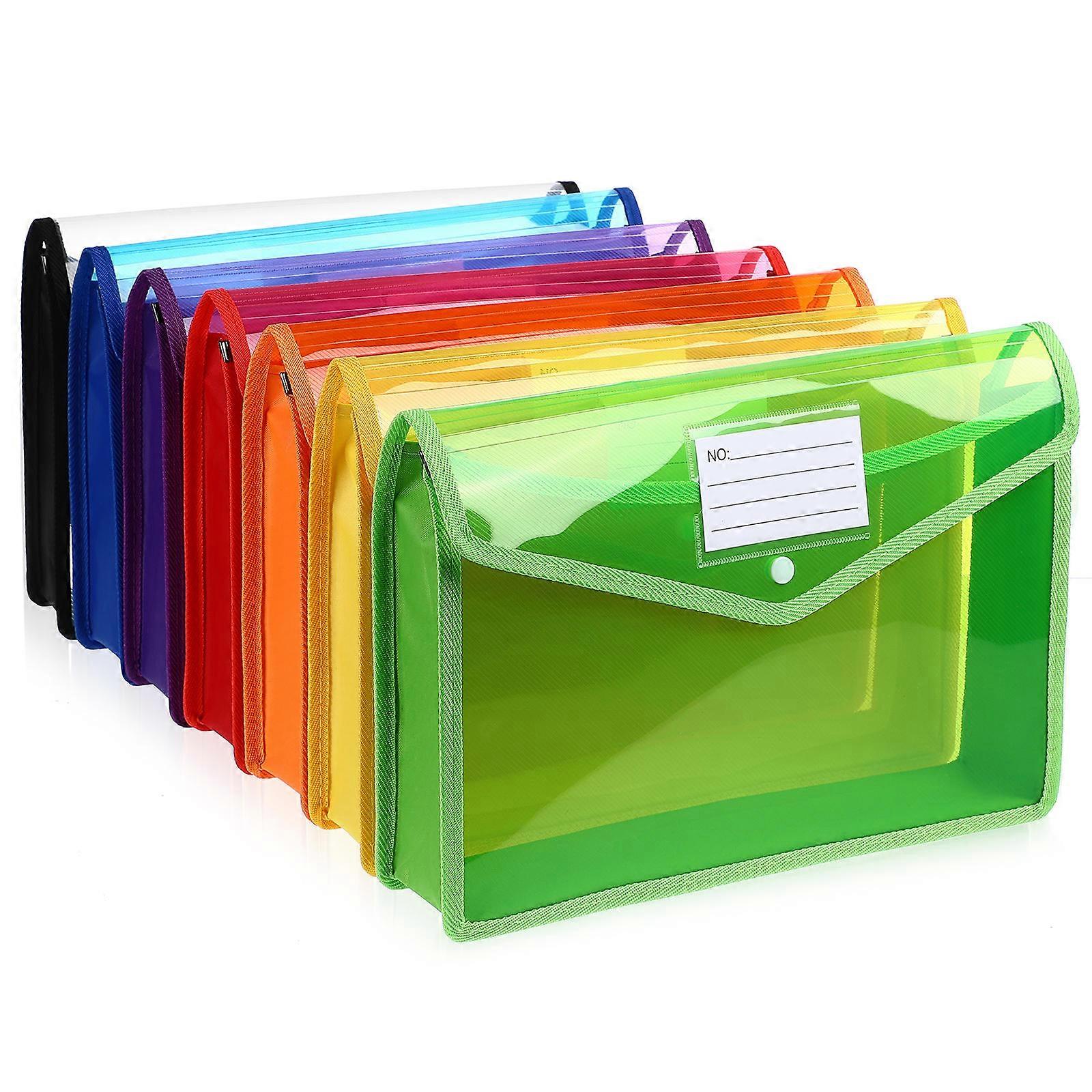 Plastic Document Envelope 7Pcs for Office Organization Pp Material with Snap Button Closure