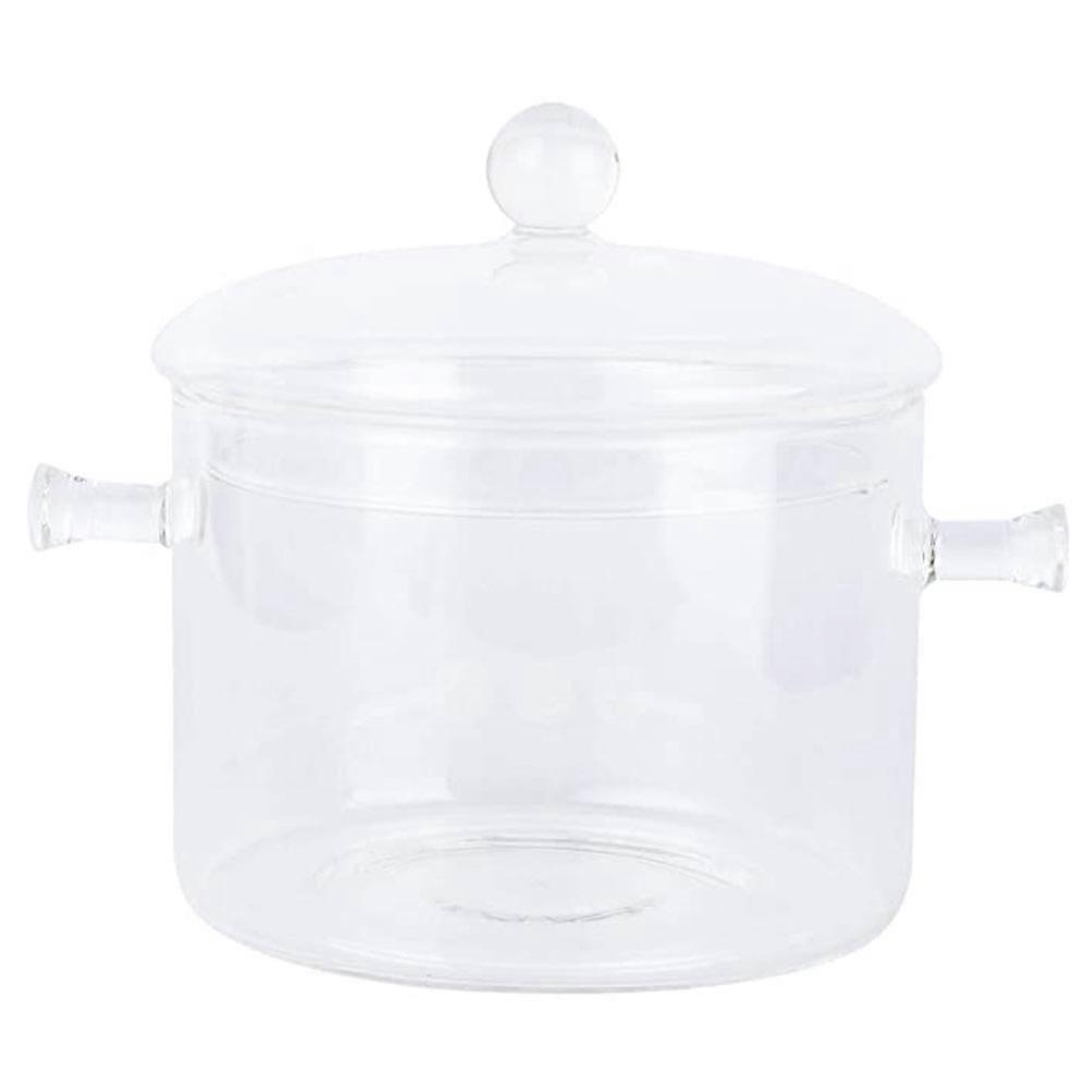 Glass Cooking Pot Transparent Saucepan for Storage with Lid 1 Piece