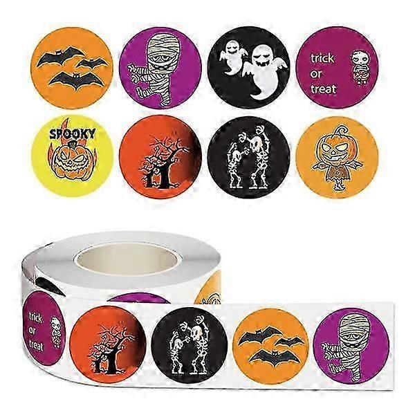 500 Pcs Halloween Stickers for Kids, Candy Bag Stickers, Round Self-Adhesive Holiday Stickers Style-1