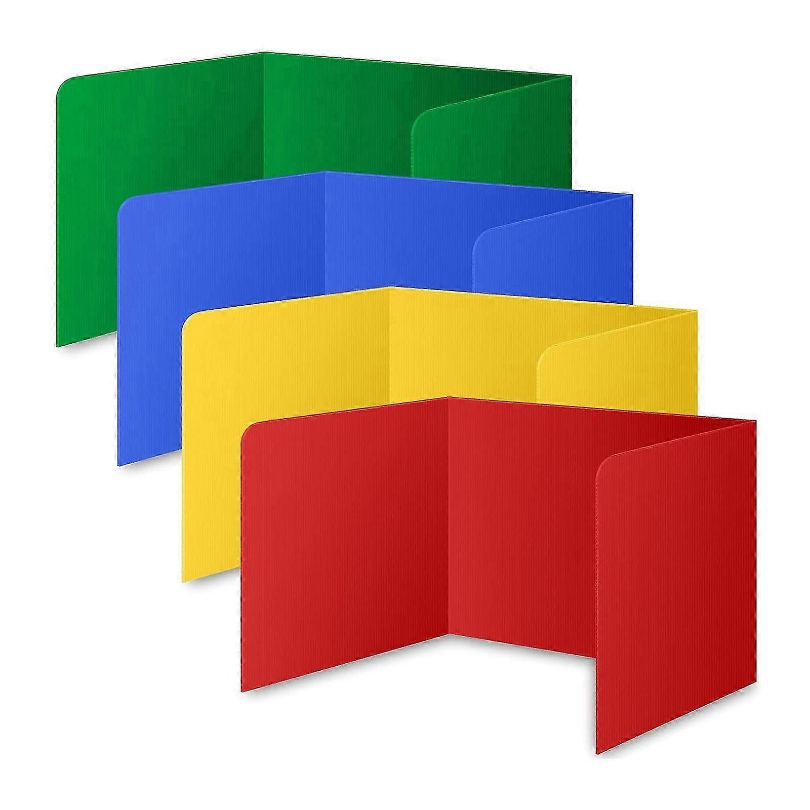 4Pieces Classroom Privacy Shields Desk Dividers Colorful Plastic Classroom Privacy Shields for Student Desks
