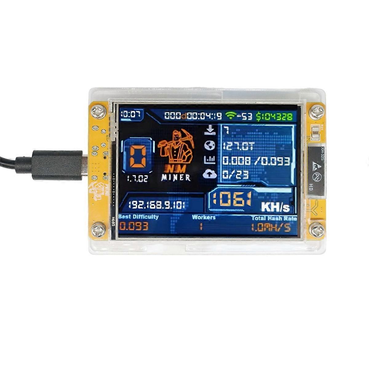 1060KH/S NMMiner NerdMiner Upgraded Harshrate 2,8 Zoll Smart Display Bitcoin Crypto Solo Lotterie Mi