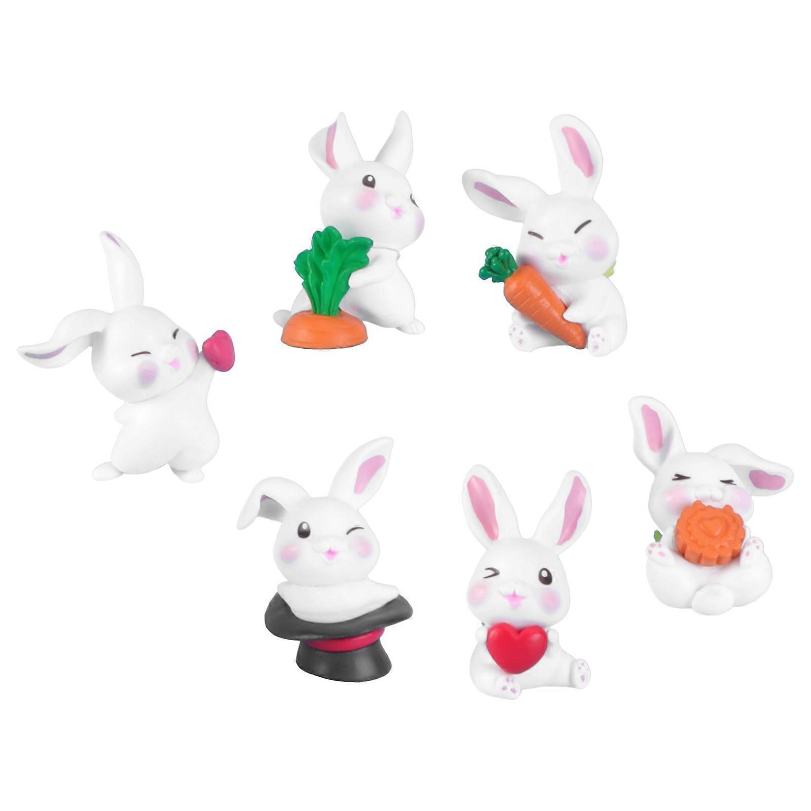 Microlandscape Adornments Decorative Bunny Models for Decor 6Pcs