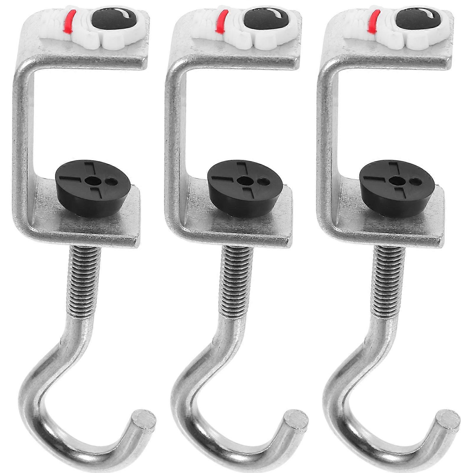 3Pcs Silver Desk Mounting Hooks for Backpacks with Strong Load Capacity