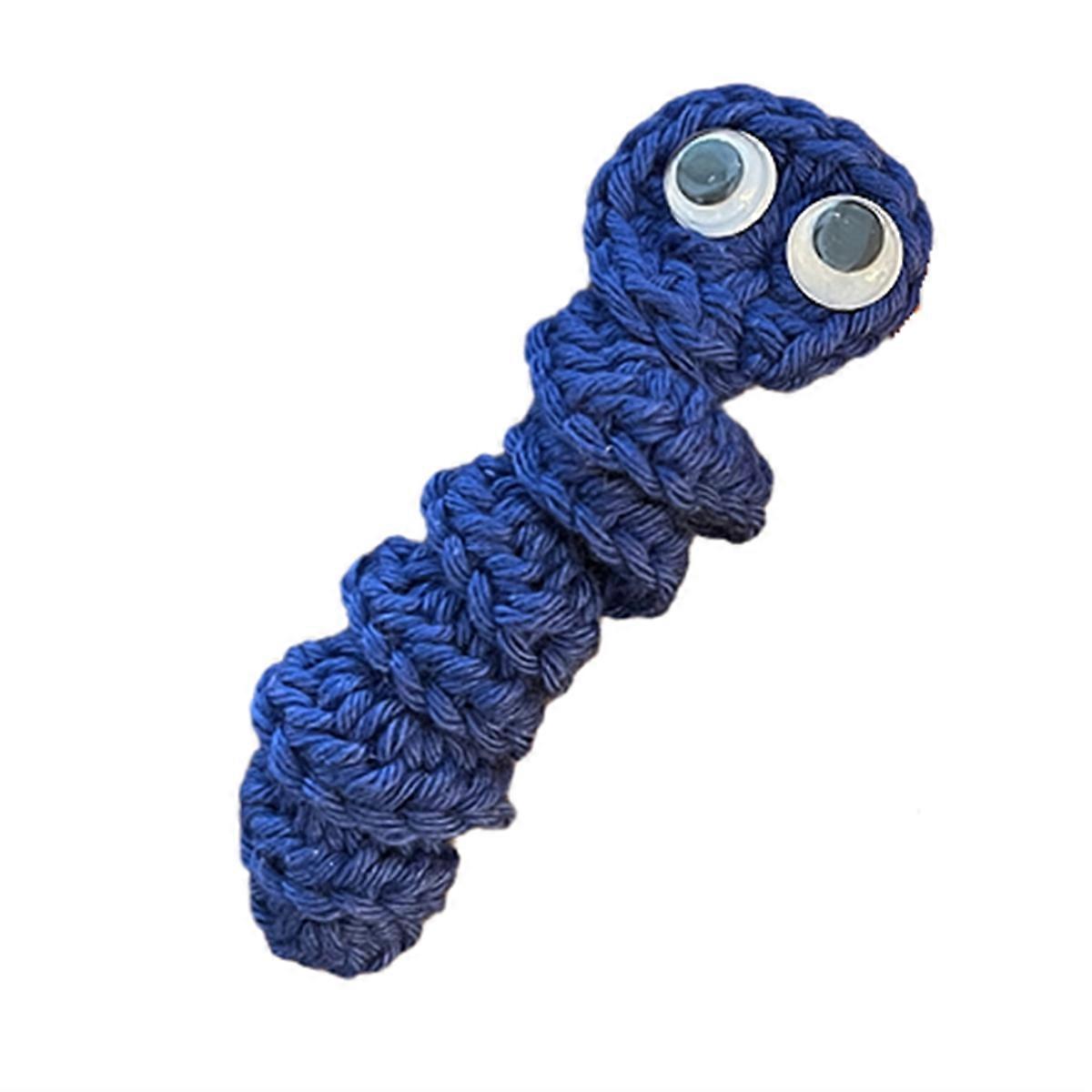 Handmade Worry Worm Gift, Cute Knitted Gift,Blue