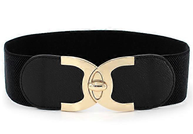 Modă dublă cataramă aurie larg elastic doamne rochie curea