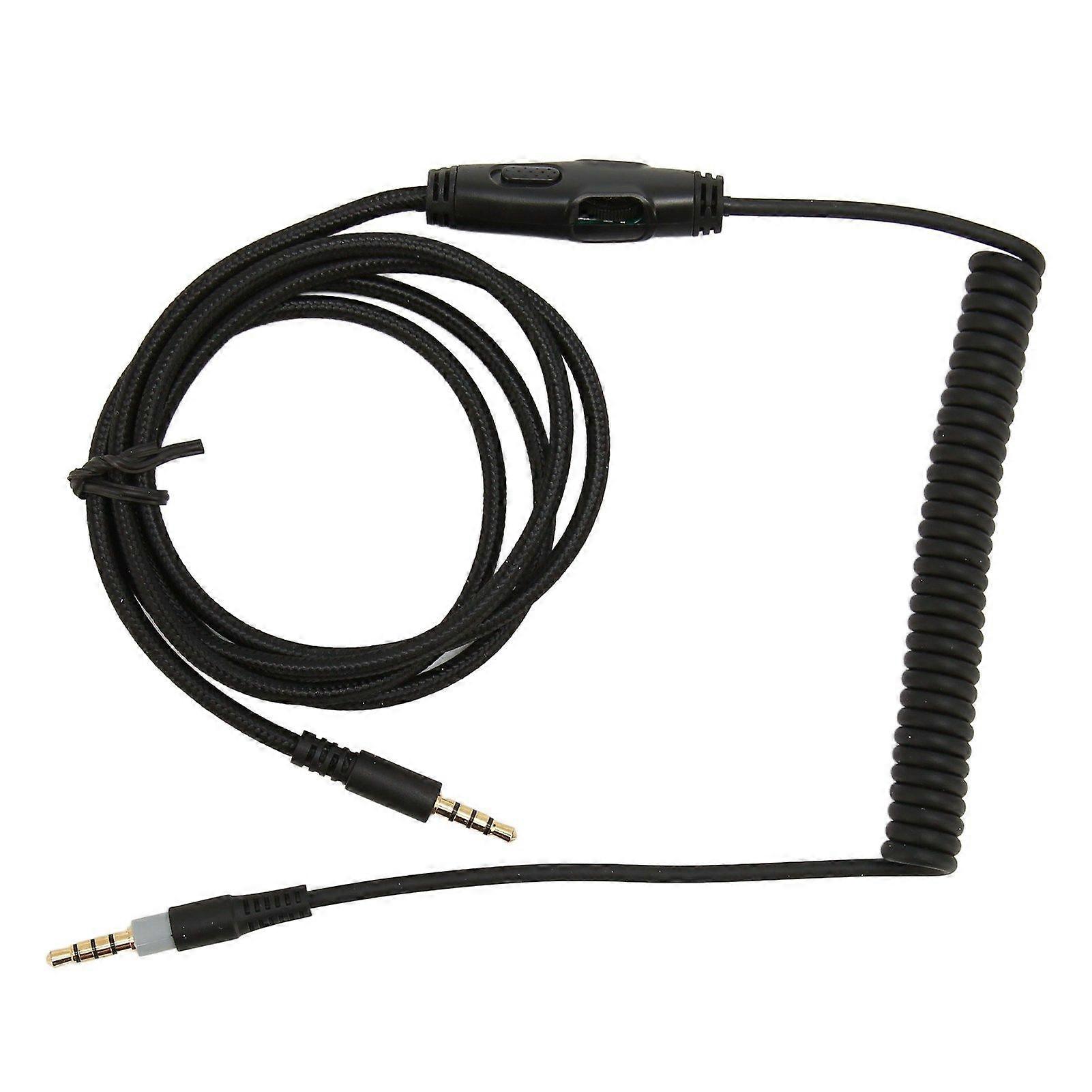 Coiled Headphone Cable Replacement Headset Sound Cord with Volume Key for Kingston HyperX Cloud Mix Cloud Alpha