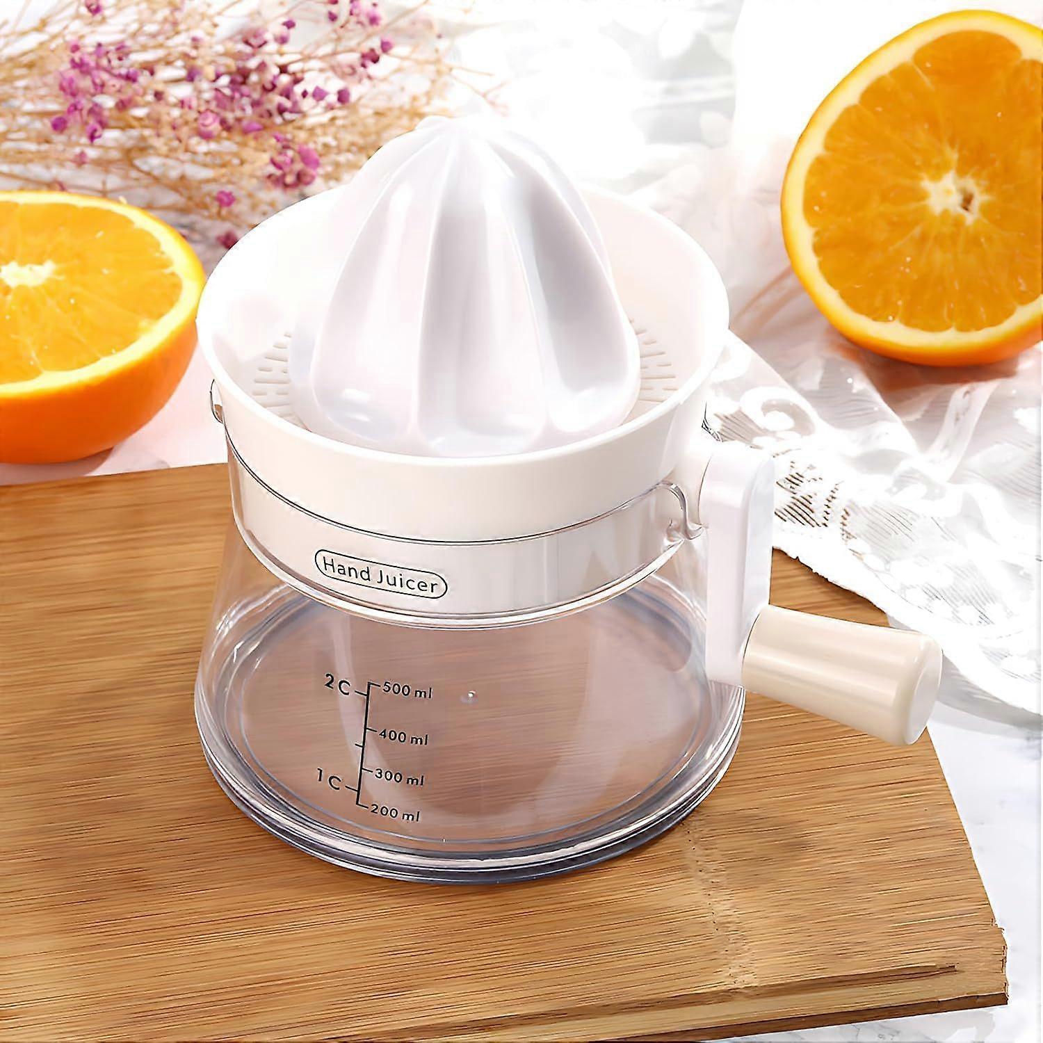 17oz / 500ML Manual Citrus Juicer, Portable Hand Crank Juicer for Orange, Watermelon, Apple, Pineapple, Lemon Lime Squeezer with Grip Handle, Easy to 