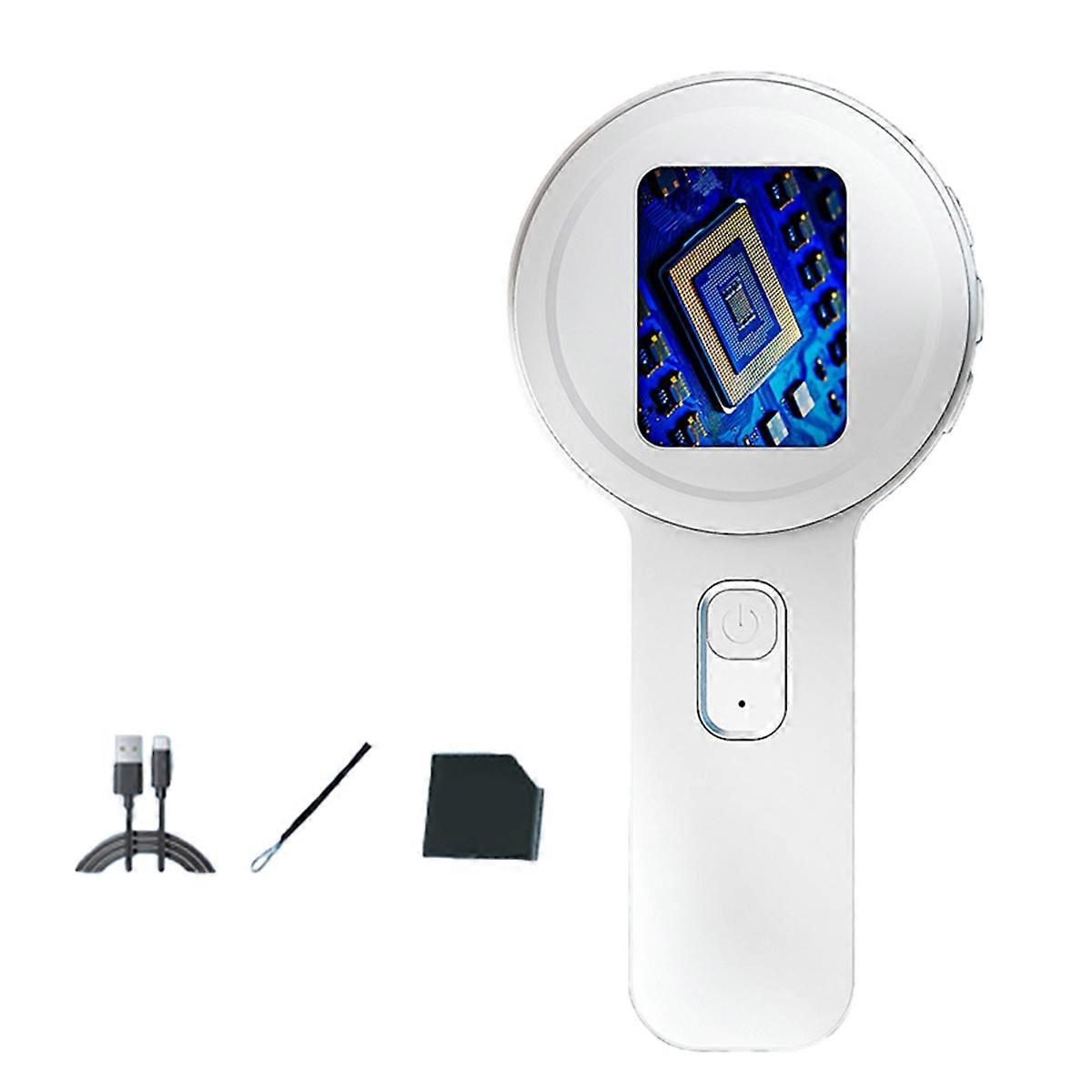 Type-C Handheld Digital High-Definition Microscope Jewelry Magnifying Glass for Identification Maintenance White