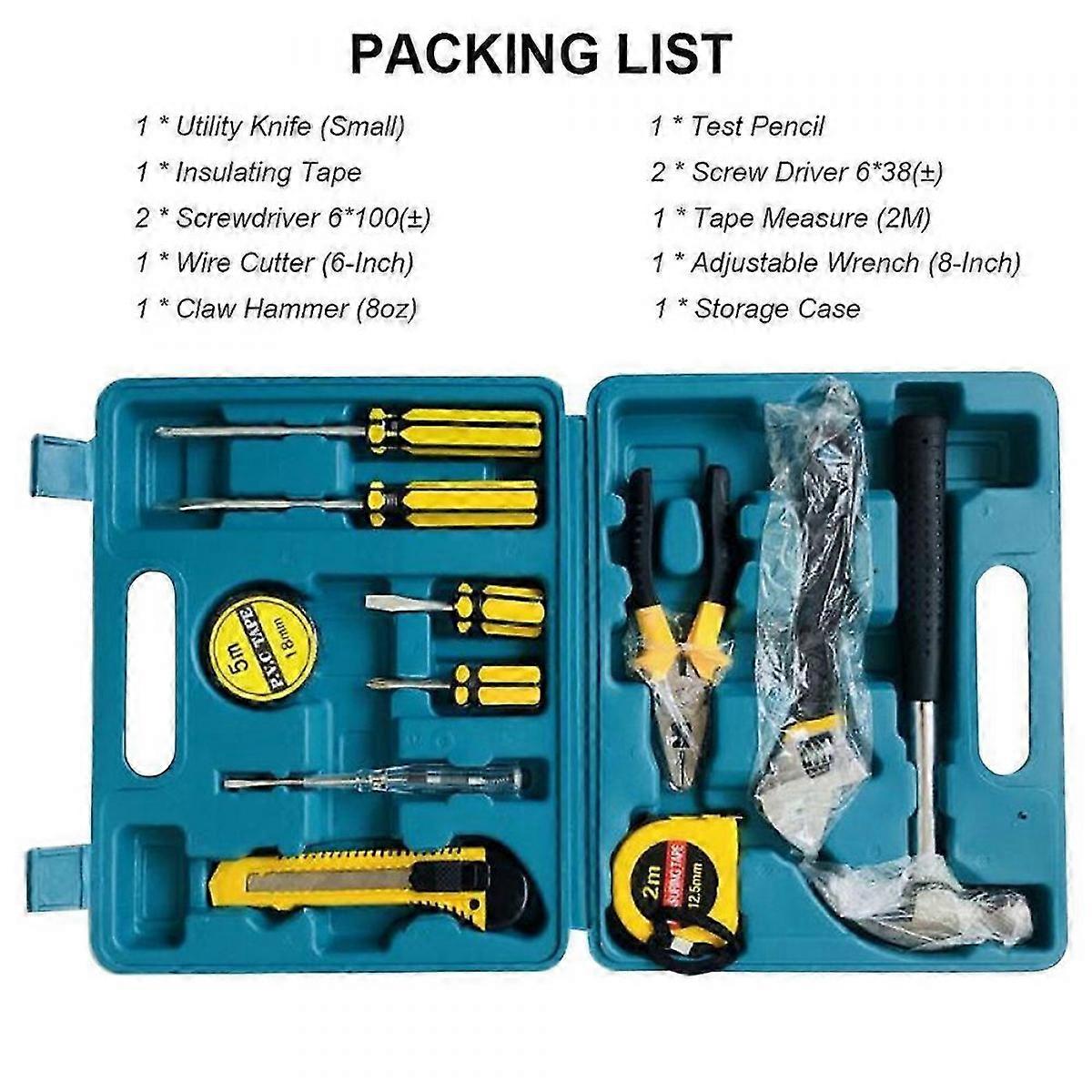 Large 12Pcs Hardware Hand Tool Set Hardware Toolbox Vehicle Emergency Kit Vehicle Emergency Toolbox Screwdriver Repair Kit