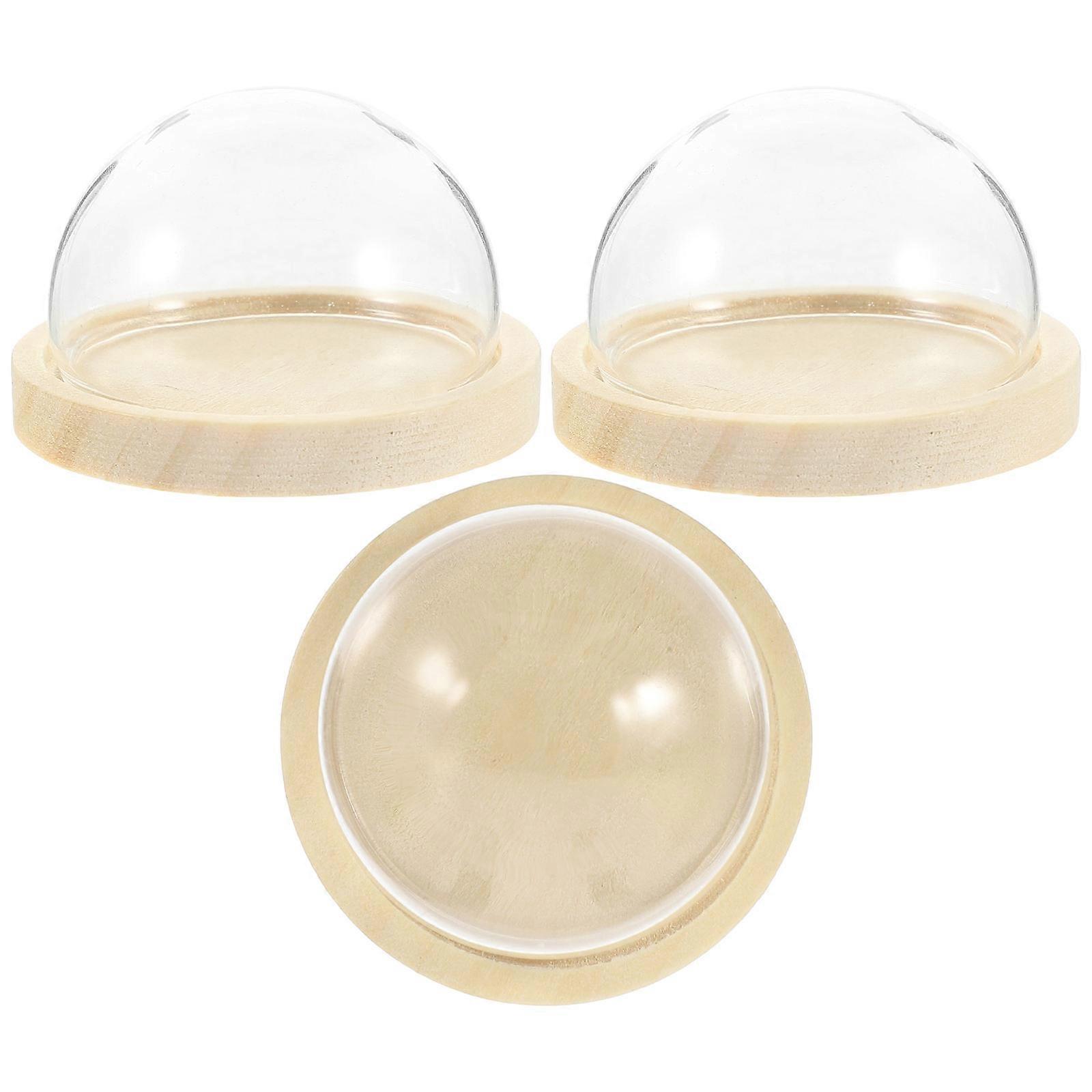 Clear Display Dome With Base Miniature Small Glass Case For Table Decor Protection 3Pcs