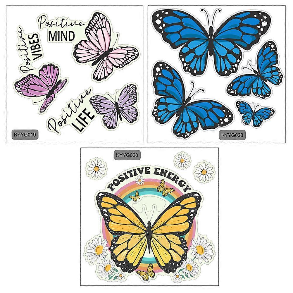 Assorted Color Butterfly Wall Decoration Decals 6 Sets Glow In The Dark Removable Adhesive For Walls 14.40X12.90X0.10CM