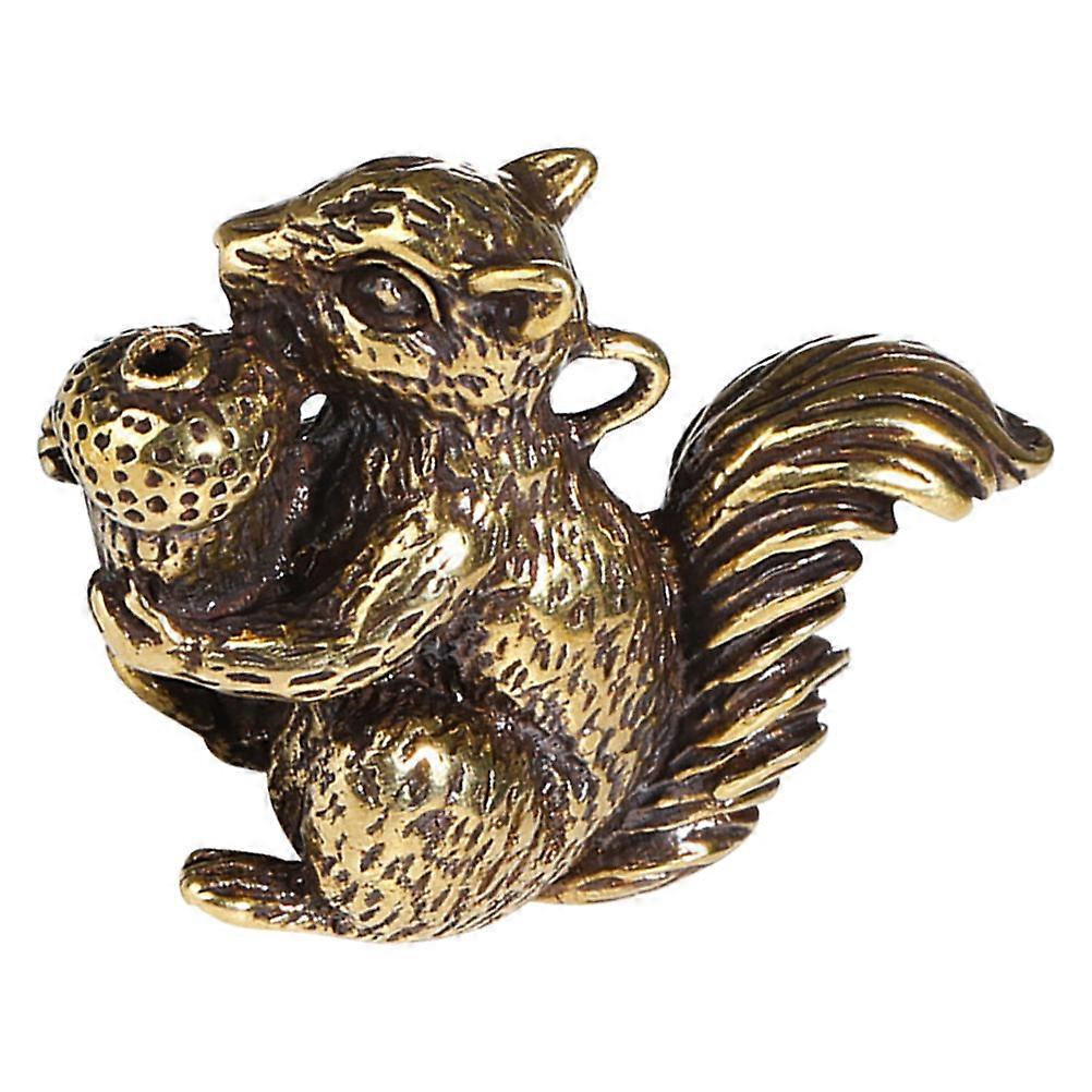 Squirrel Decor Miniature Squirrel Figurines Desktop Ornament Brass Squirrel Crafts 1Pack