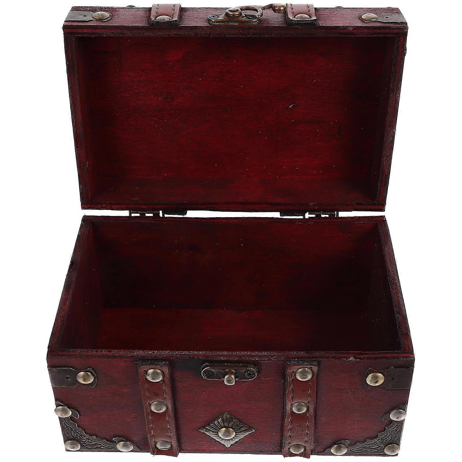 Wooden Jewelry Box for Storage 3Pcs Red Vintage Trinket Cases with Latch