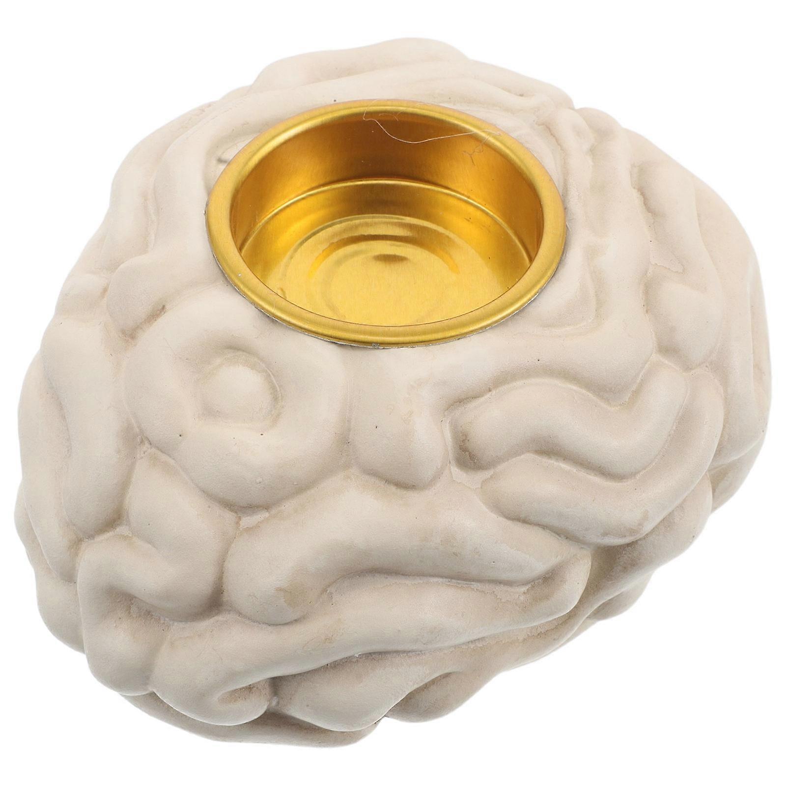 Halloween Decorative Candle Holder with Realistic Brain for 2Pcs Set