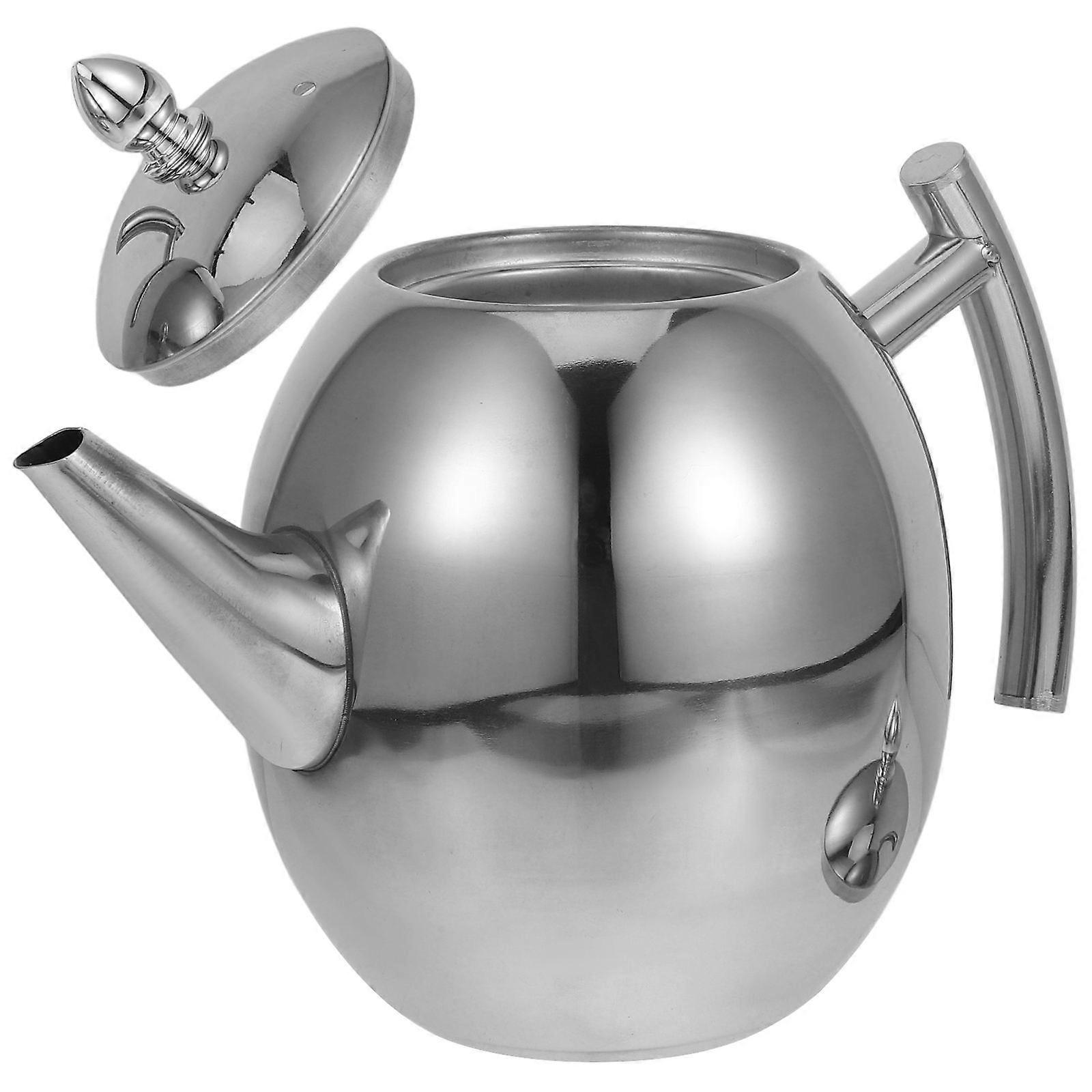 Teapot with Filter for Loose Tea Stainless Steel Kettle 2Pcs Set