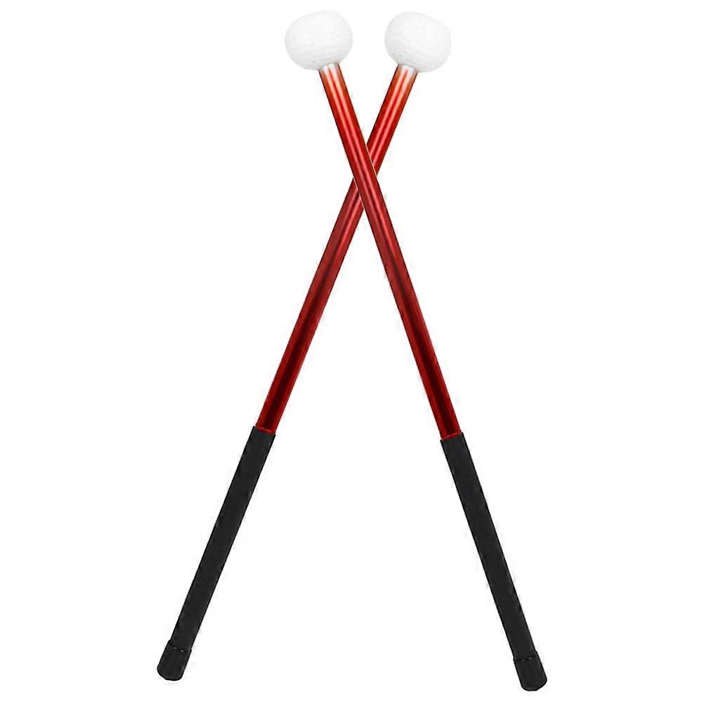 Felt Drumsticks 4 Pairs Alloy Fixed Pitch Drumstick For Musicians Performance Red 39.70X3.60X1.50CM Relieve Hand Fatigue