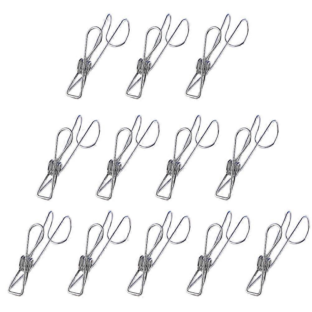 2 Sets 25 Pcs Silver Stainless Steel Laundry Clips For Clothes And Snacks Storage Versatile Holding Functionality