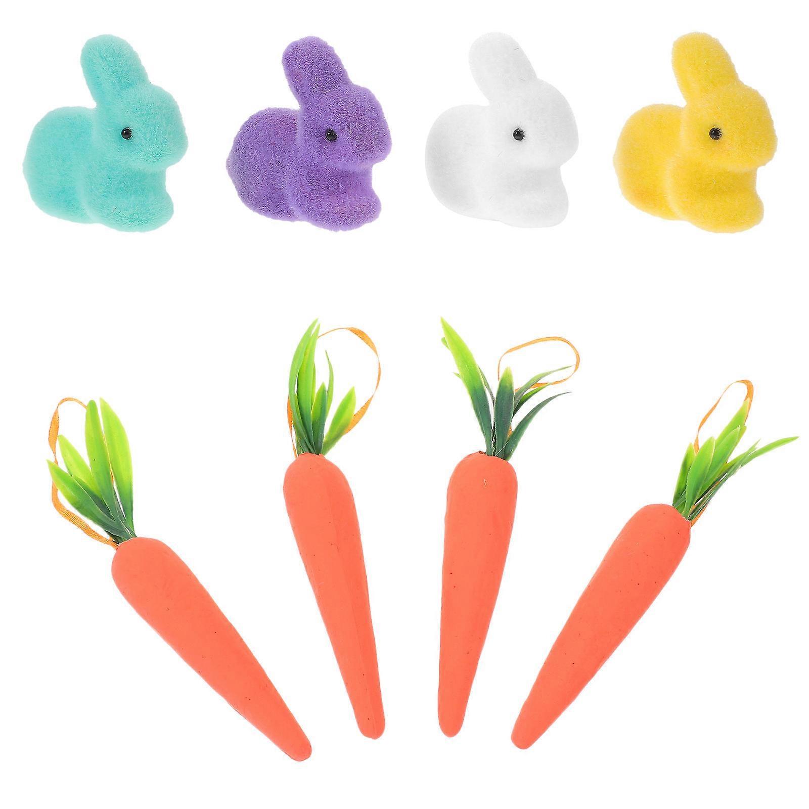 Assorted Color Easter Carrot and Bunny Decoration for Festive Use 16Pcs
