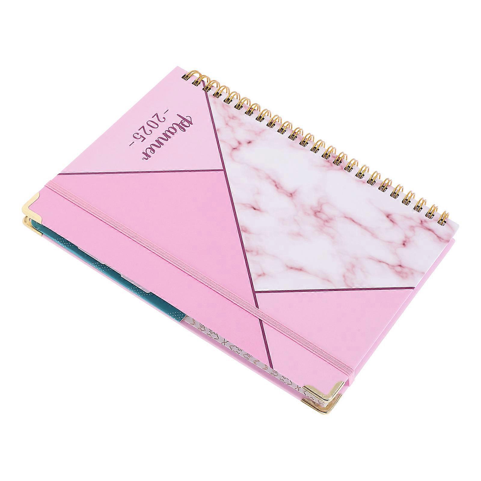 Pink 2025 Planner Notebook for Daily Scheduling 2Pcs English Version Notebook