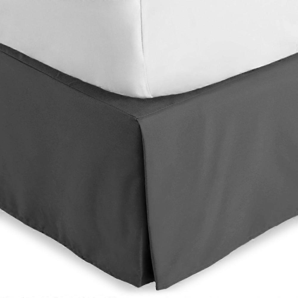 Bare Home Bed Skirt, Microfiber, Pleated, 15" Tailored Drop, Queen, Gray