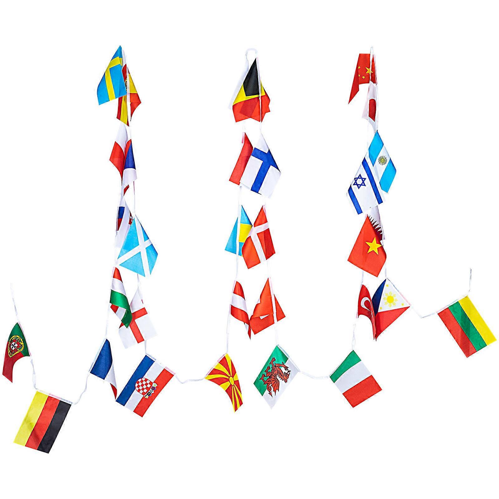 Assorted Color Countries String Flags for Party Decoration 2Pcs