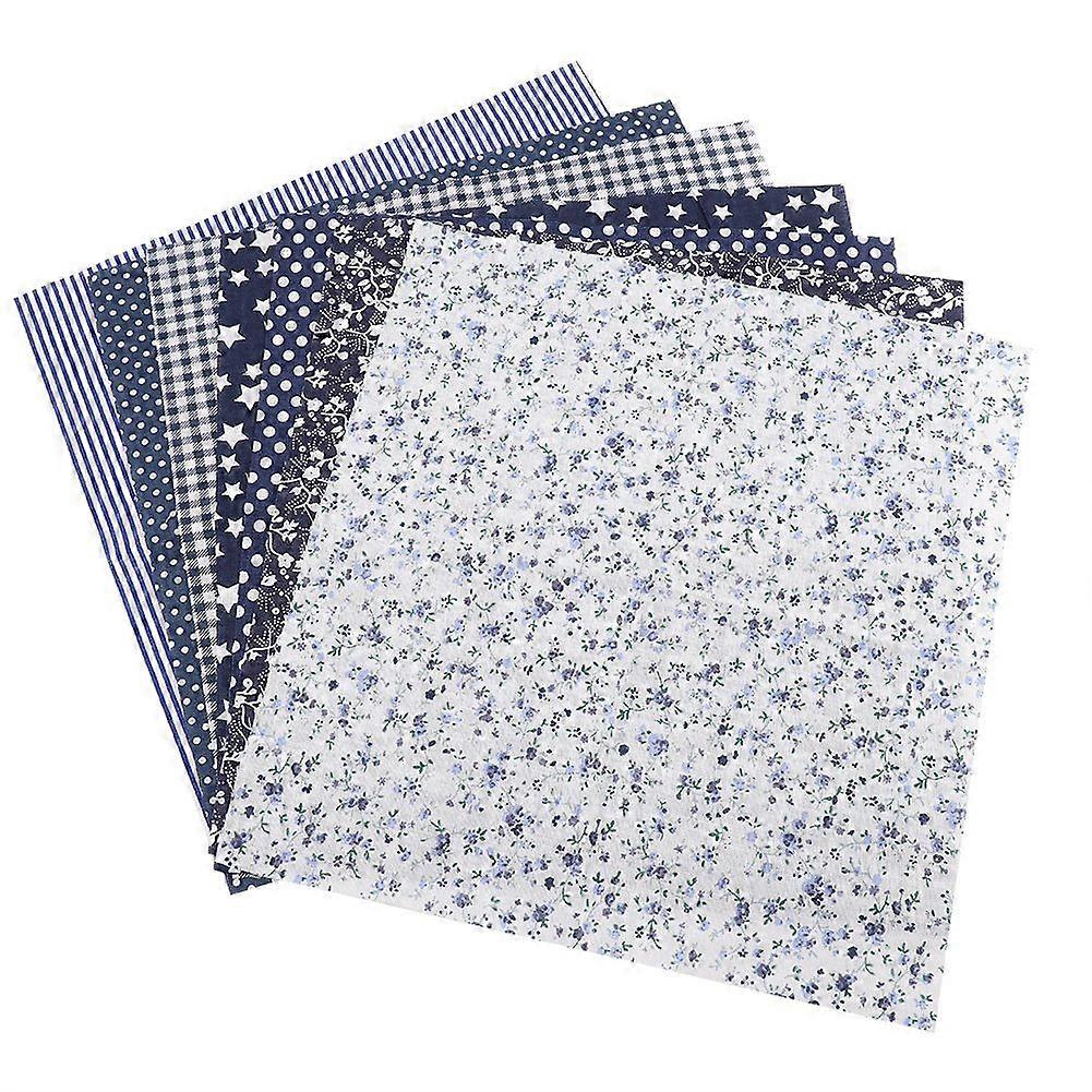 7pcs 50*50cm Cotton Fabric DIY Assorted Squares Pre Cut Bedding Kit Quarters Bundle (Blue)