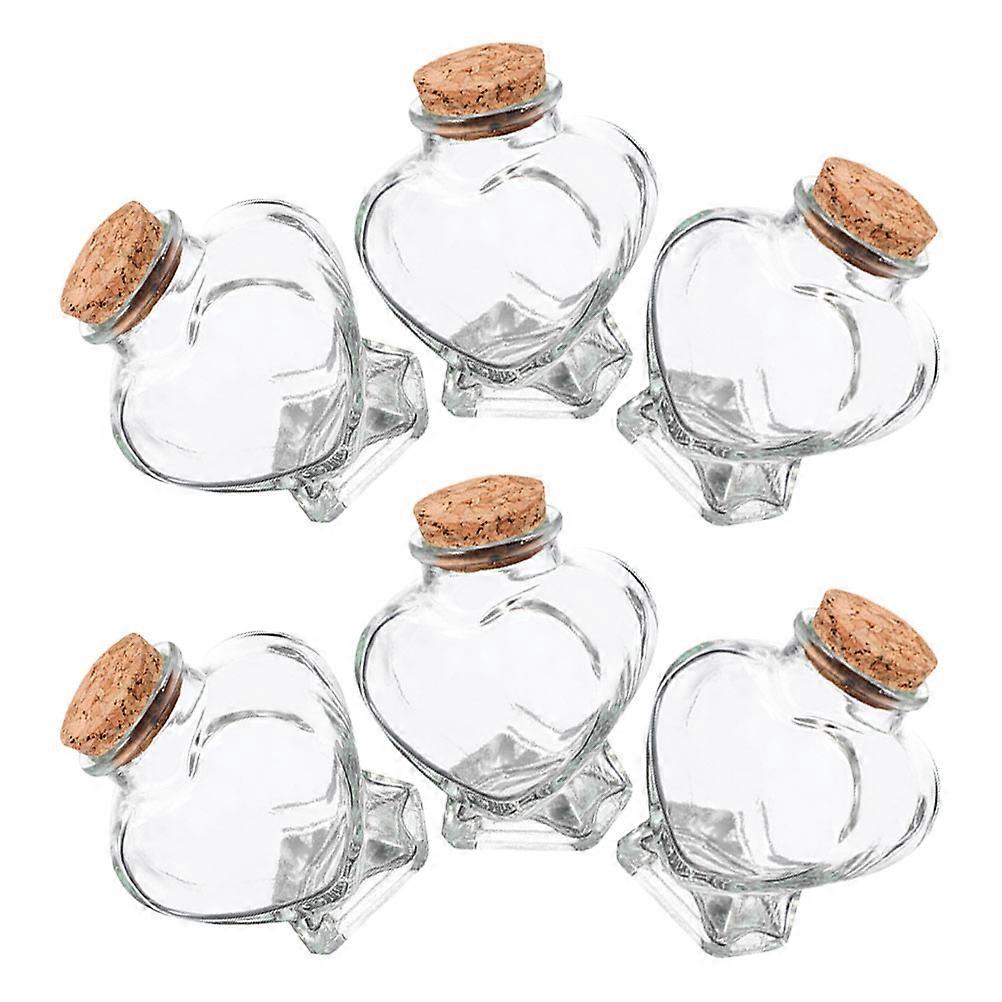 Heart-Shaped Glass Bottles for Storage with Cork Stoppers 12Pcs Transparent Decorative Jars