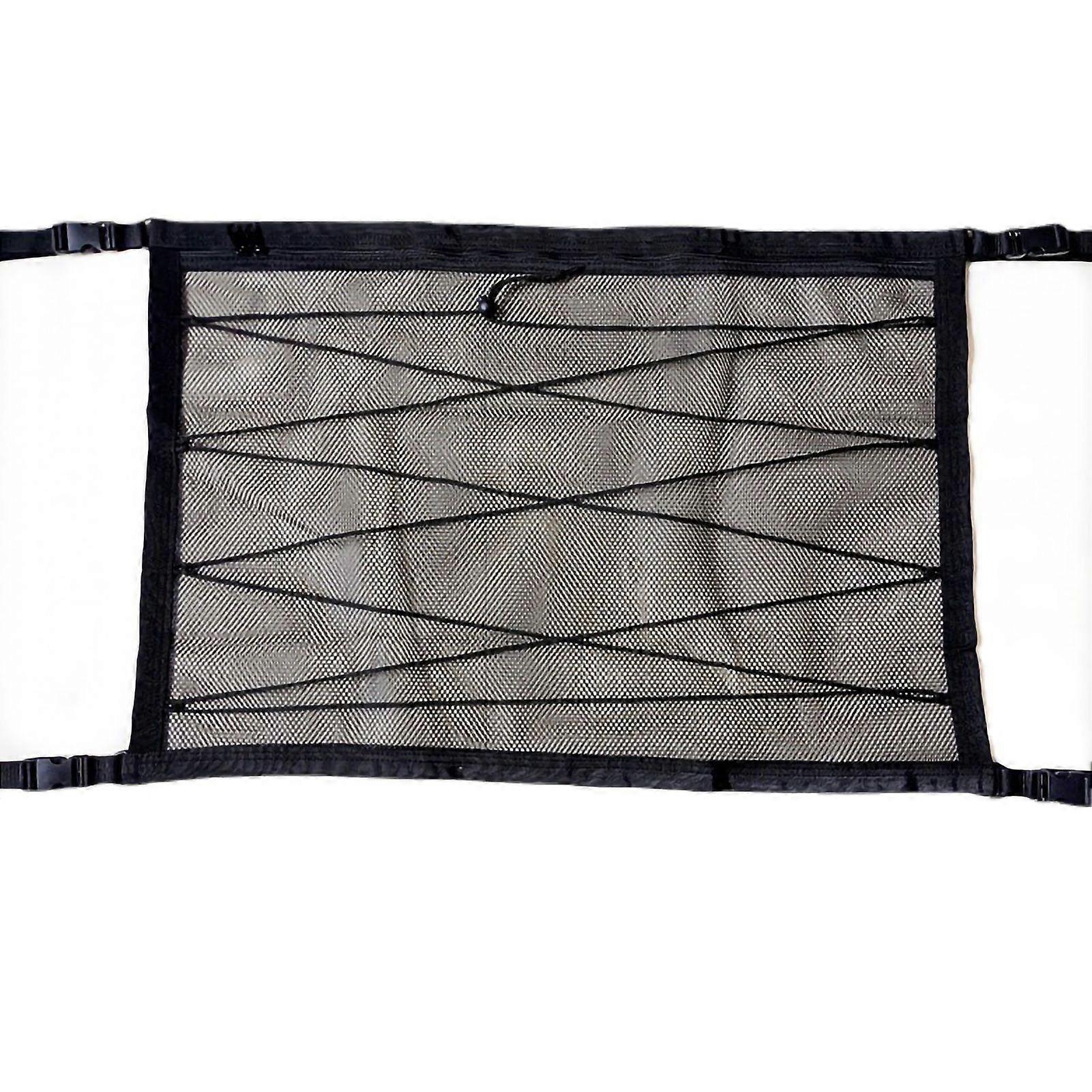 Car Roof Hanging Net Double Layer Overhead Roof Top Bag Polyester Interior Accessories Drawstring Type 80x54cm/31.49x21.25in