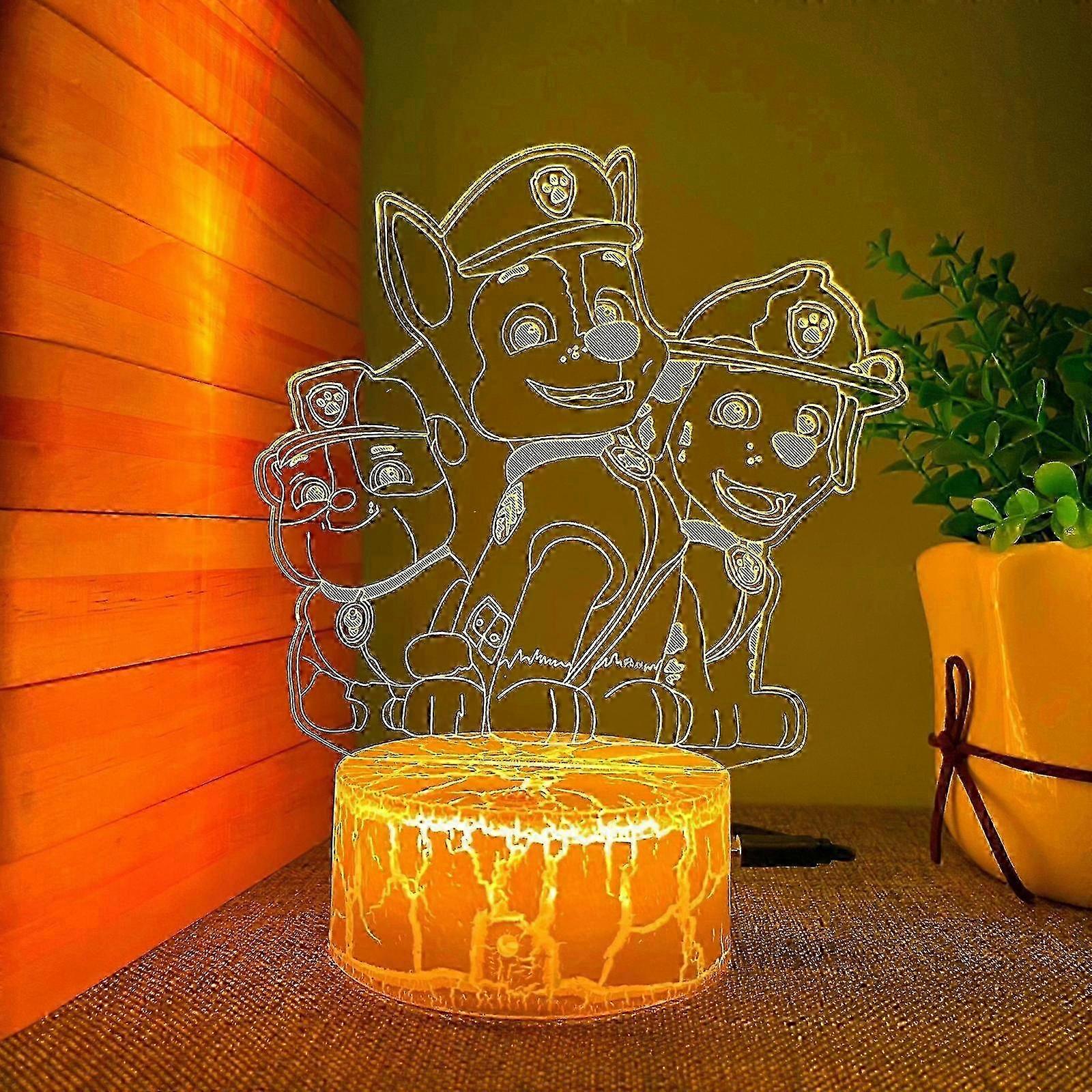 2025 PAW Chase Rubble Zuma Night Light Kids, 3D Led Table Bedside Anime Lamp, Touch Lamp with 16 Colors Change and Remote Control for Bedroom Decorati