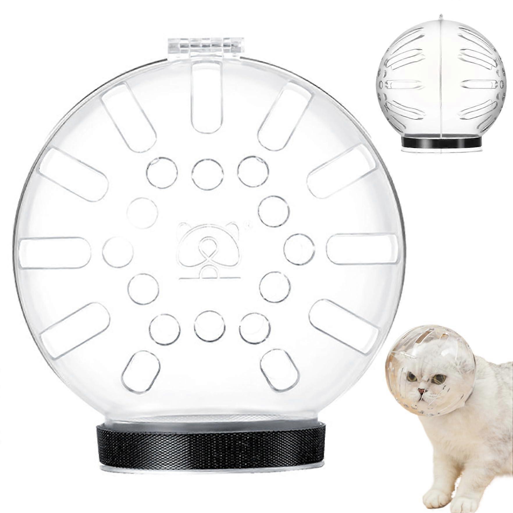Cat Muzzle, Transparent Bubble Muzzle With Breathable Hole, AntiBite Plastic Helmet For Grooming Nail Trimming