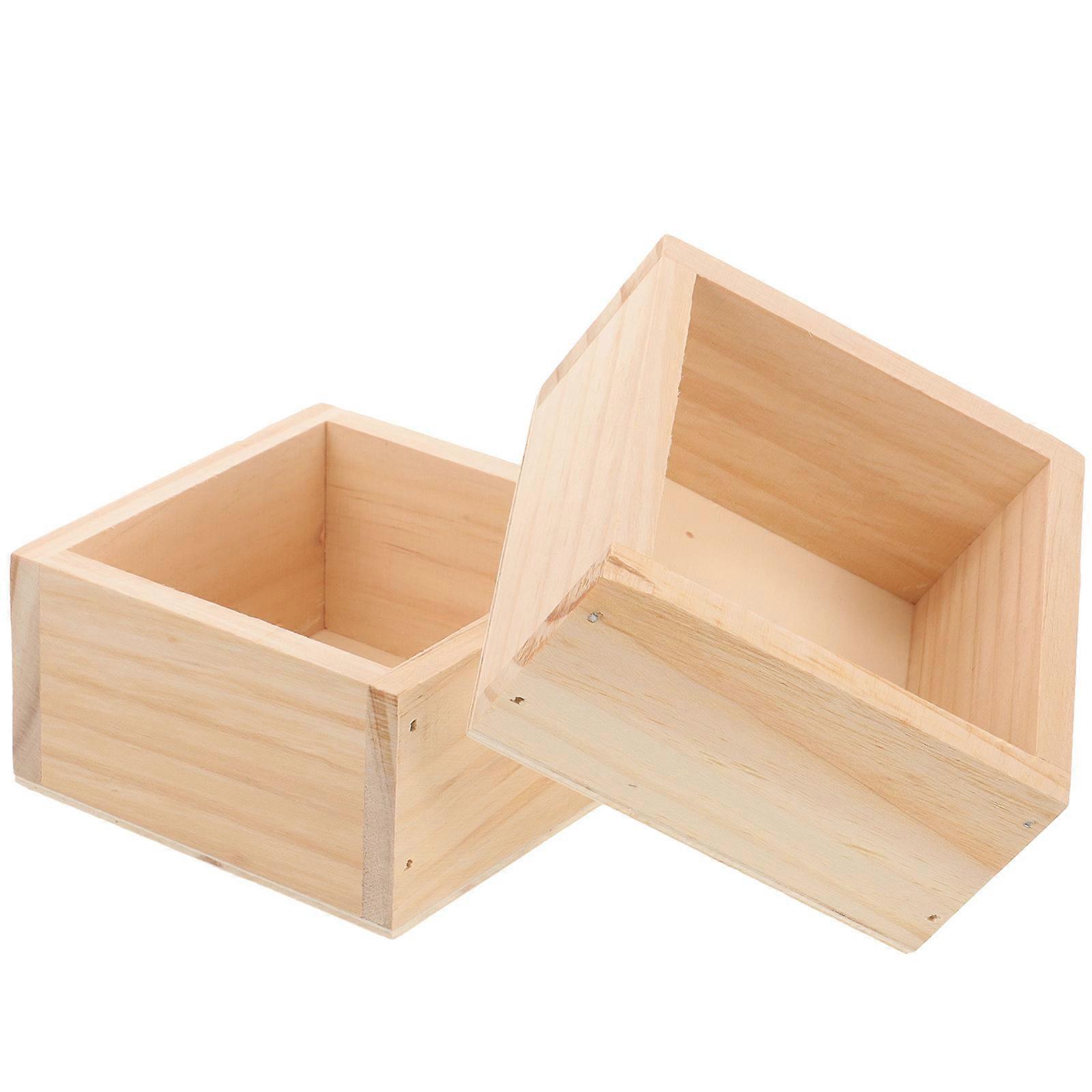 Succulent Wood Planter Wooden Flower Pots for Storage 6Pcs Rustic Square Boxes