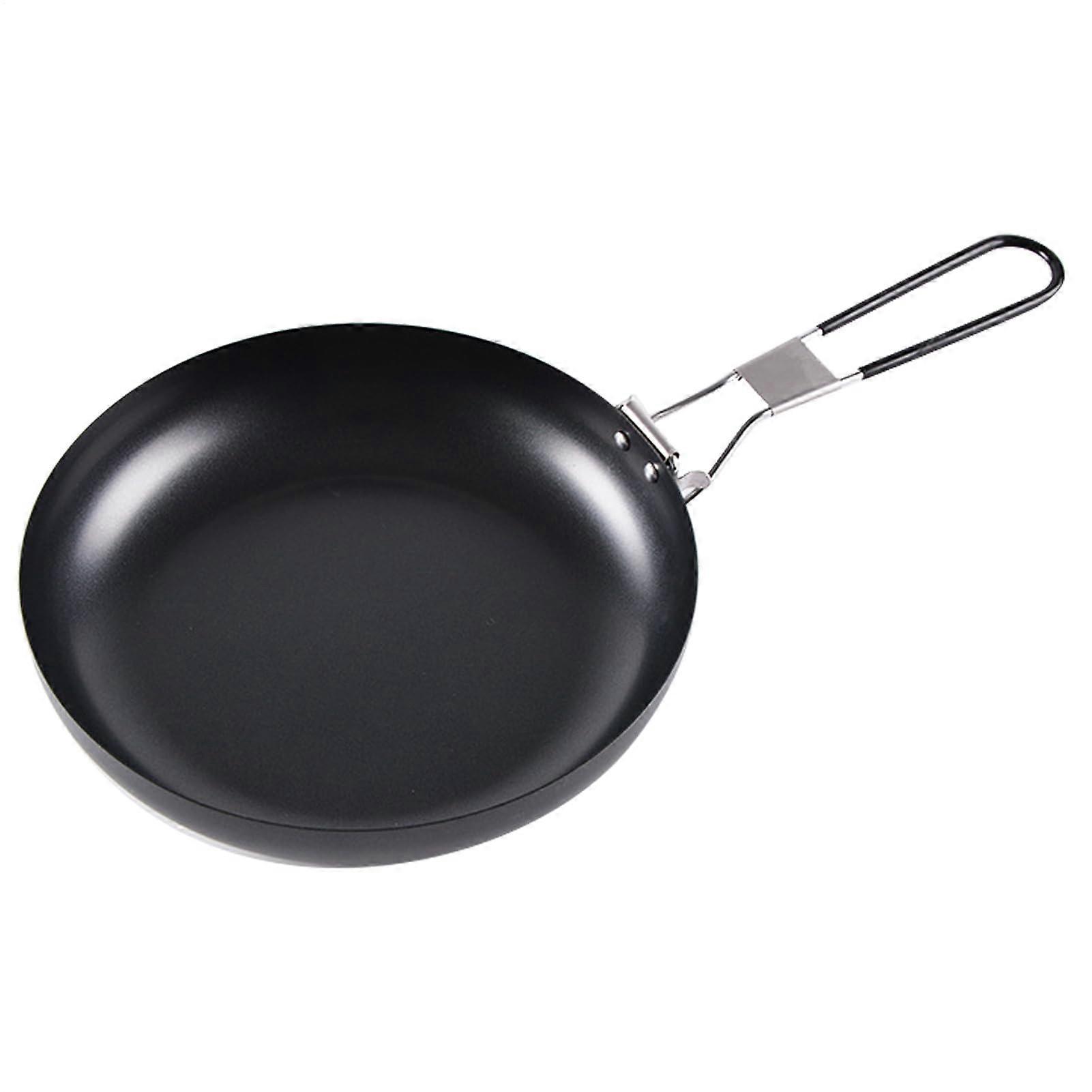 Camping Round NonStick Pan With Folding Handle, Lightweight Folding Camping Cookware