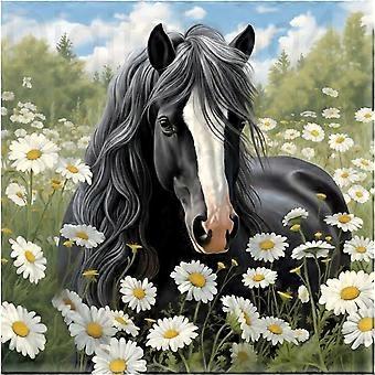 Rompecabezas de madera de caballo negro y crisantemo, juguetes educativos PPTT-307