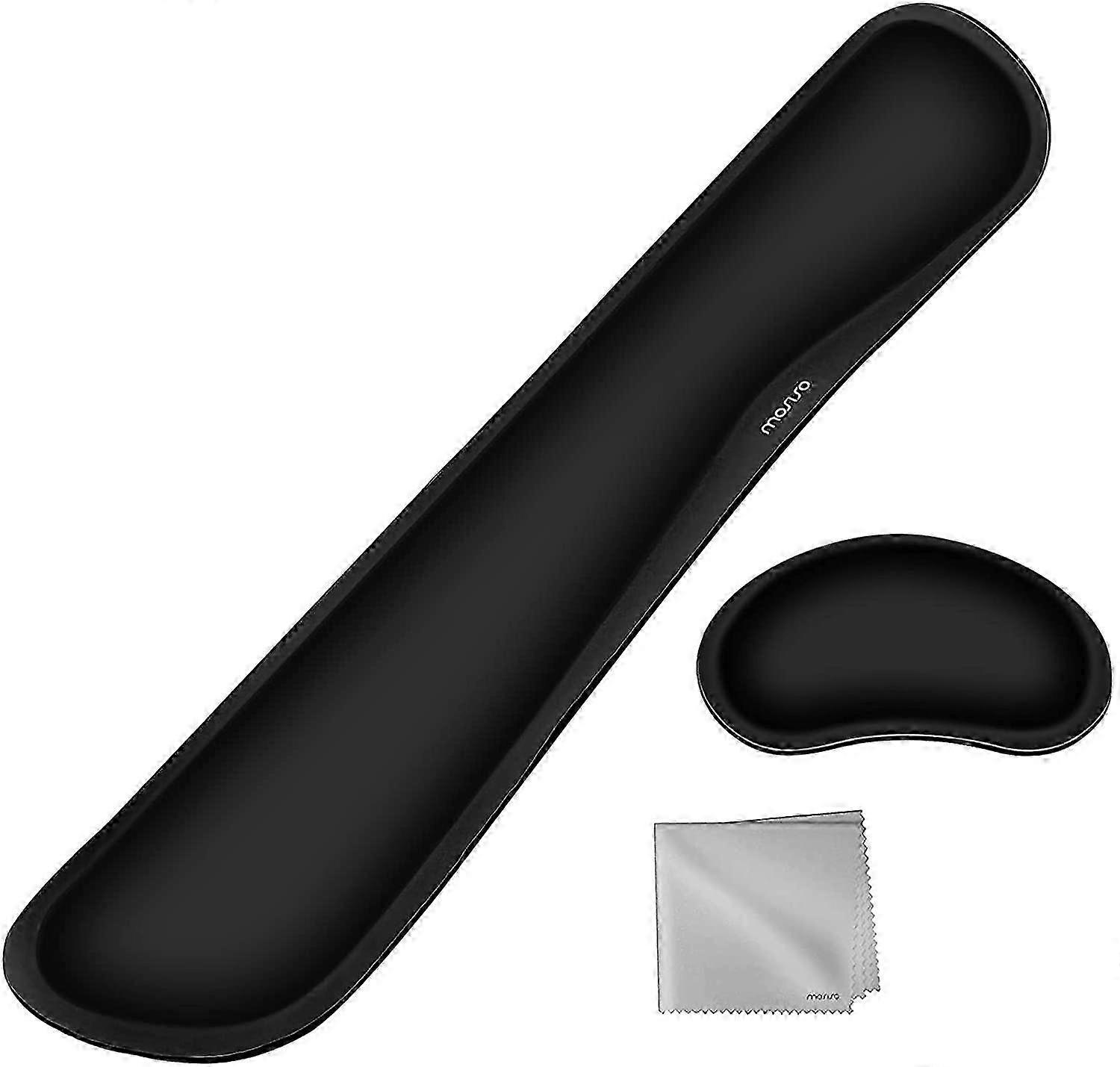 2025 Black Mouse Pad Wrist Support,Ergonomic Keyboard Wrist Rest Mousepad Raised Memory Foam Set Non-Slip Rubber Base Home/Office Pain Relief&Easy Typ