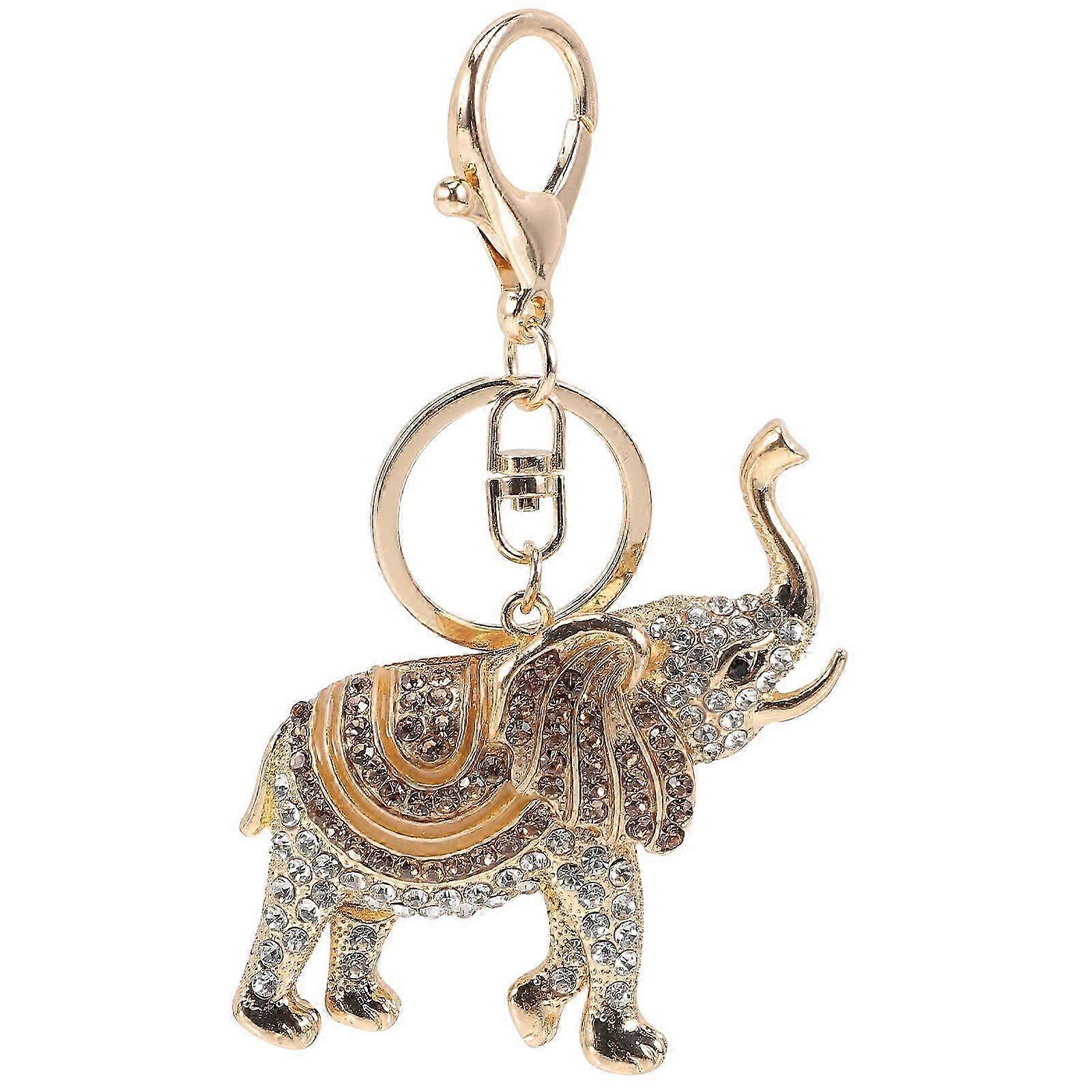 Elephant Keychain Sparkling Crystal Key Ring Charm Jewelry Big Ears Elephant Key Chain