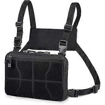 Schwarze taktische Brusttasche, weiche Jackentasche, Fronttasche, Tarngurt, Mehrzweckrucksack für Schusswaffen, verdeckte EDC-Tragetasche, 25-26 Zoll