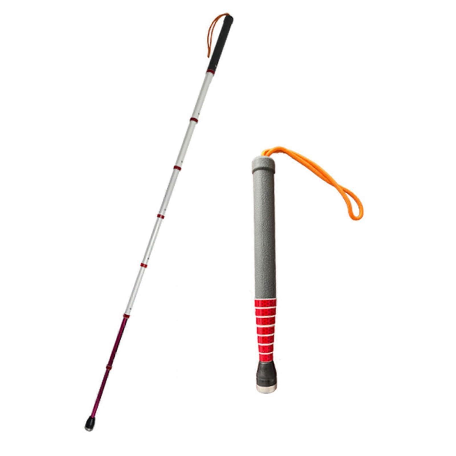 Telescopic Walking Blind Canes  Reflective Film With Rollers, Non Slip Guide Cane 118cm For Vision Impaired