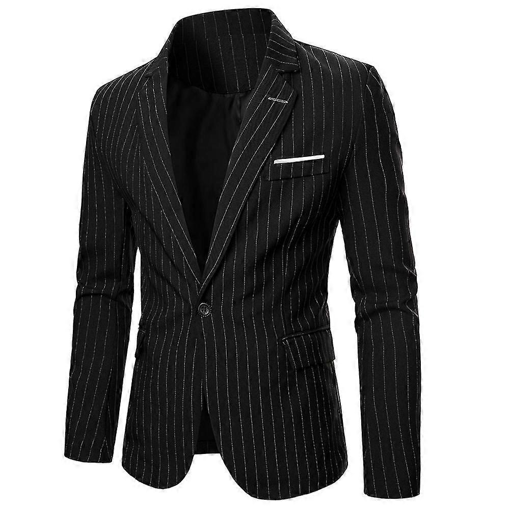 Cloudstyle Men's Business Striped 1 Button Blazer