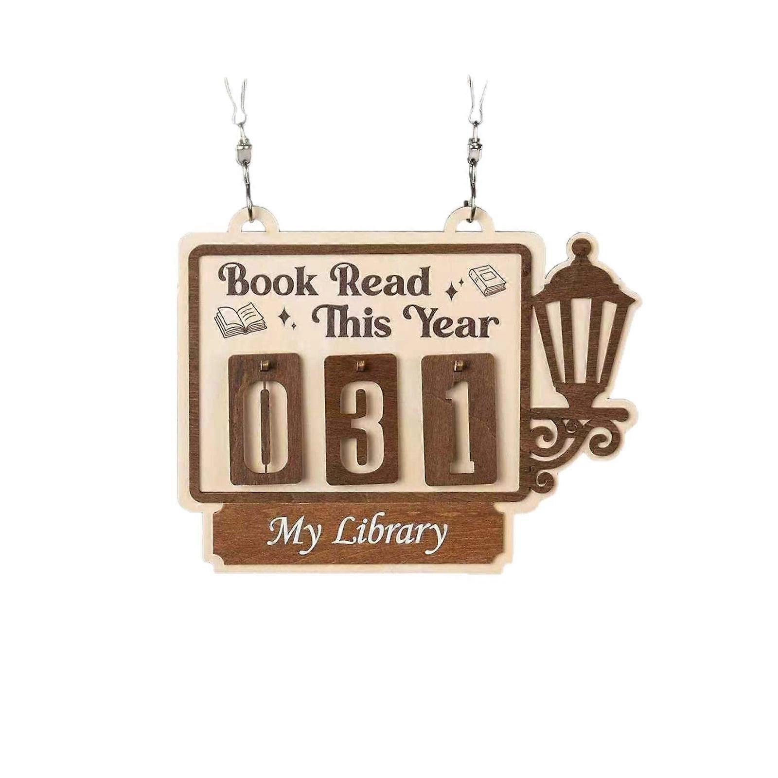 Decorative Wood Bookshelf Counter Hanging Wooden Sign Reading Tracking Board For Book Enthusiasts Office Home Display Multicolor