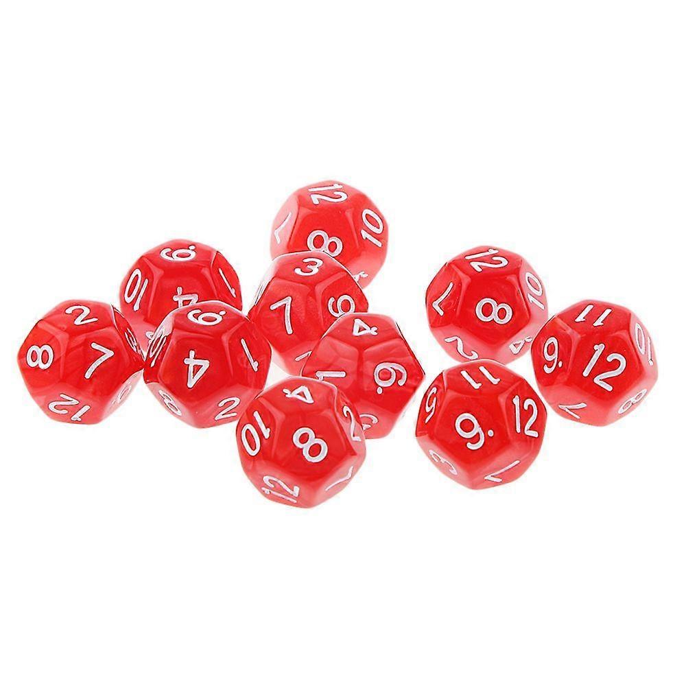10pcs Twelve Sided Dice D12 Playing D&D Games Rpg Party Dices Red