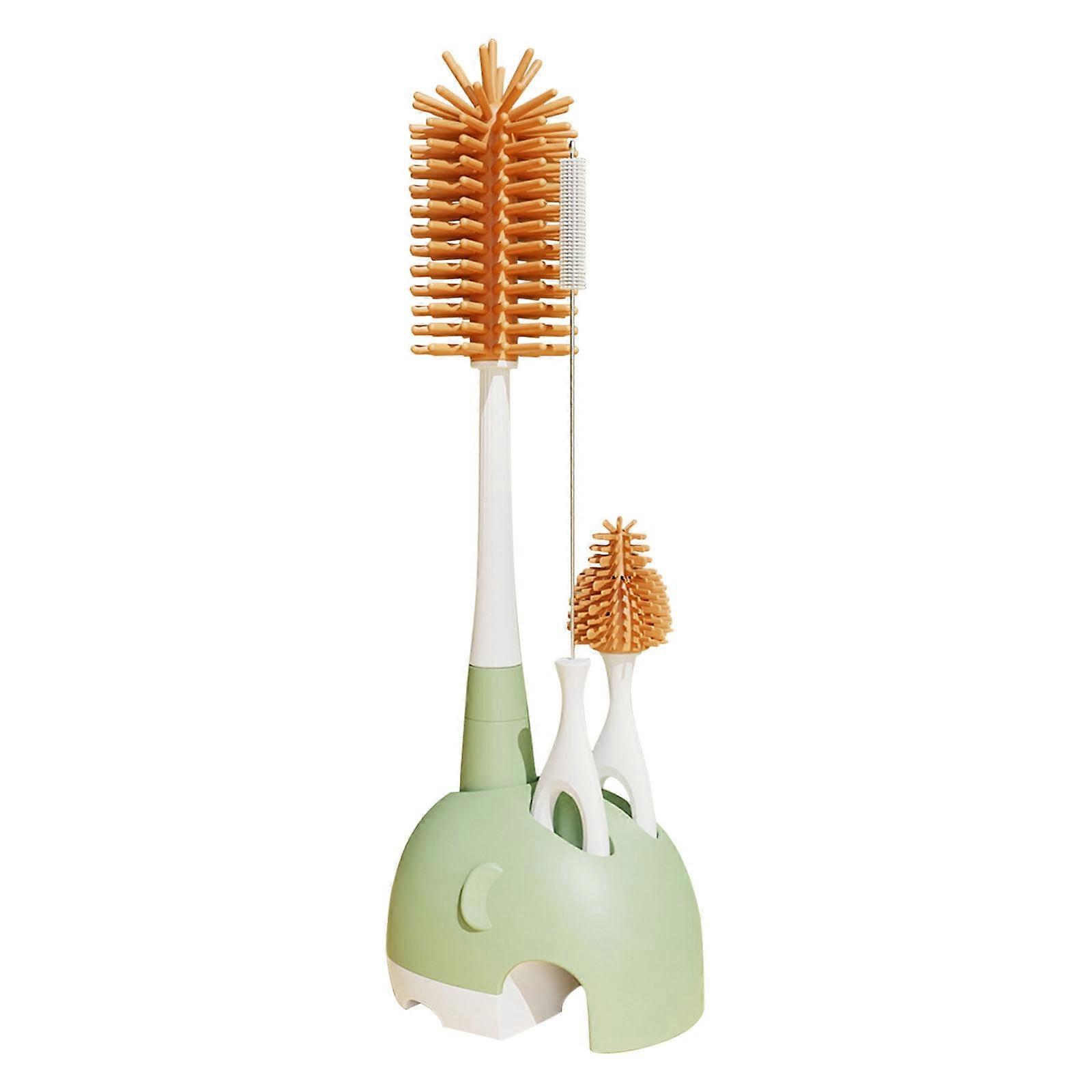 Gnobogi Bottle & Straw Brush Set with Stand, Soft Bristles, Silicone Baby Bottle Cleaner Compatible with All Bottles