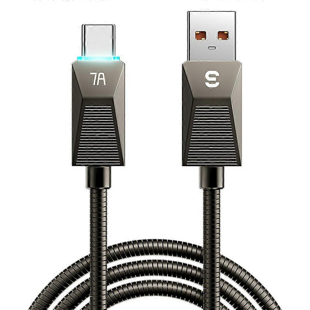 ESSAGER 2m USB A to USB C Stainless Steel Cable 7A Fast Charging 480Mbps Data Sync Cord
